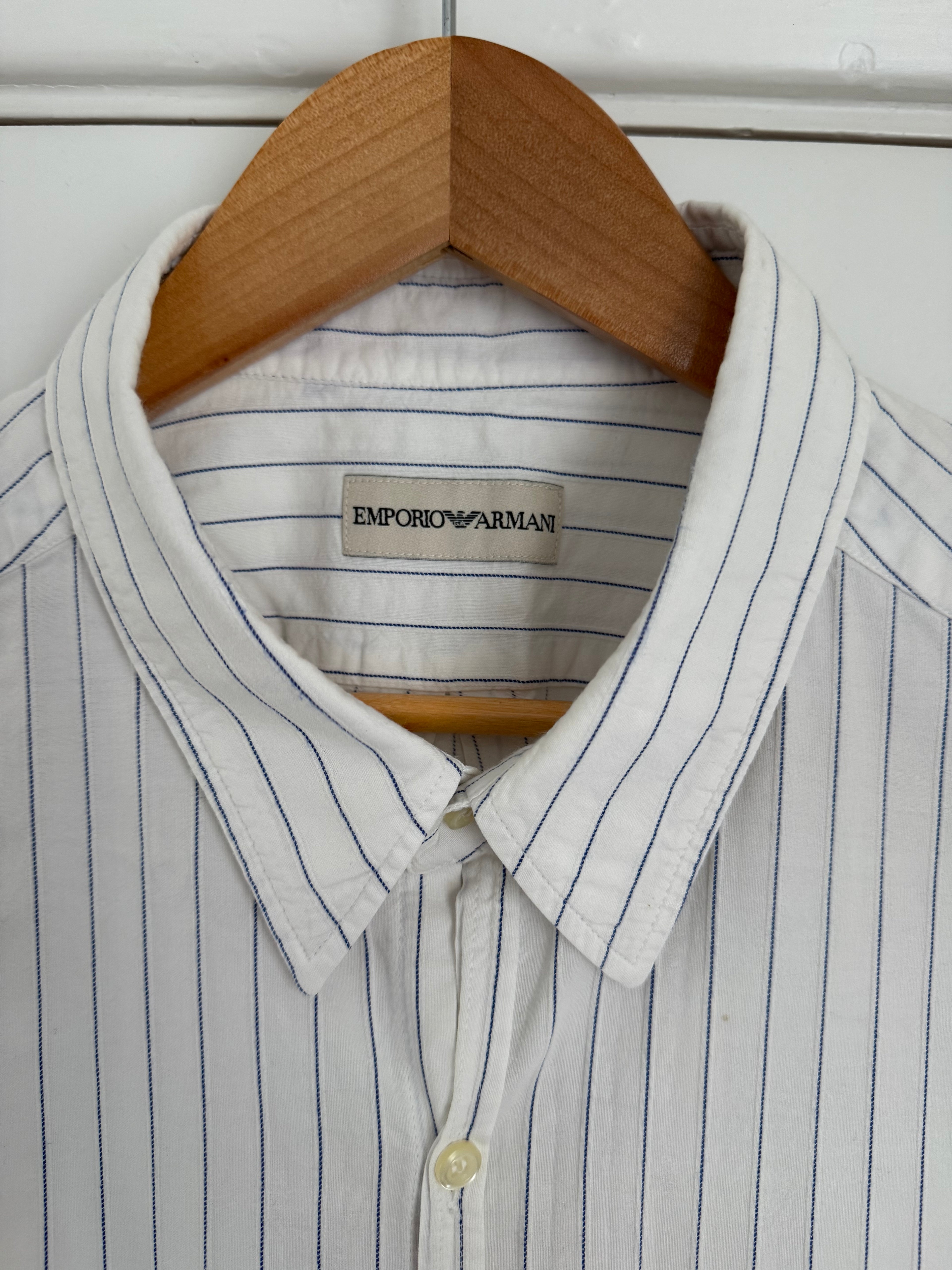 Emporio Armani 1990s Striped Cotton Shirt - Size XL