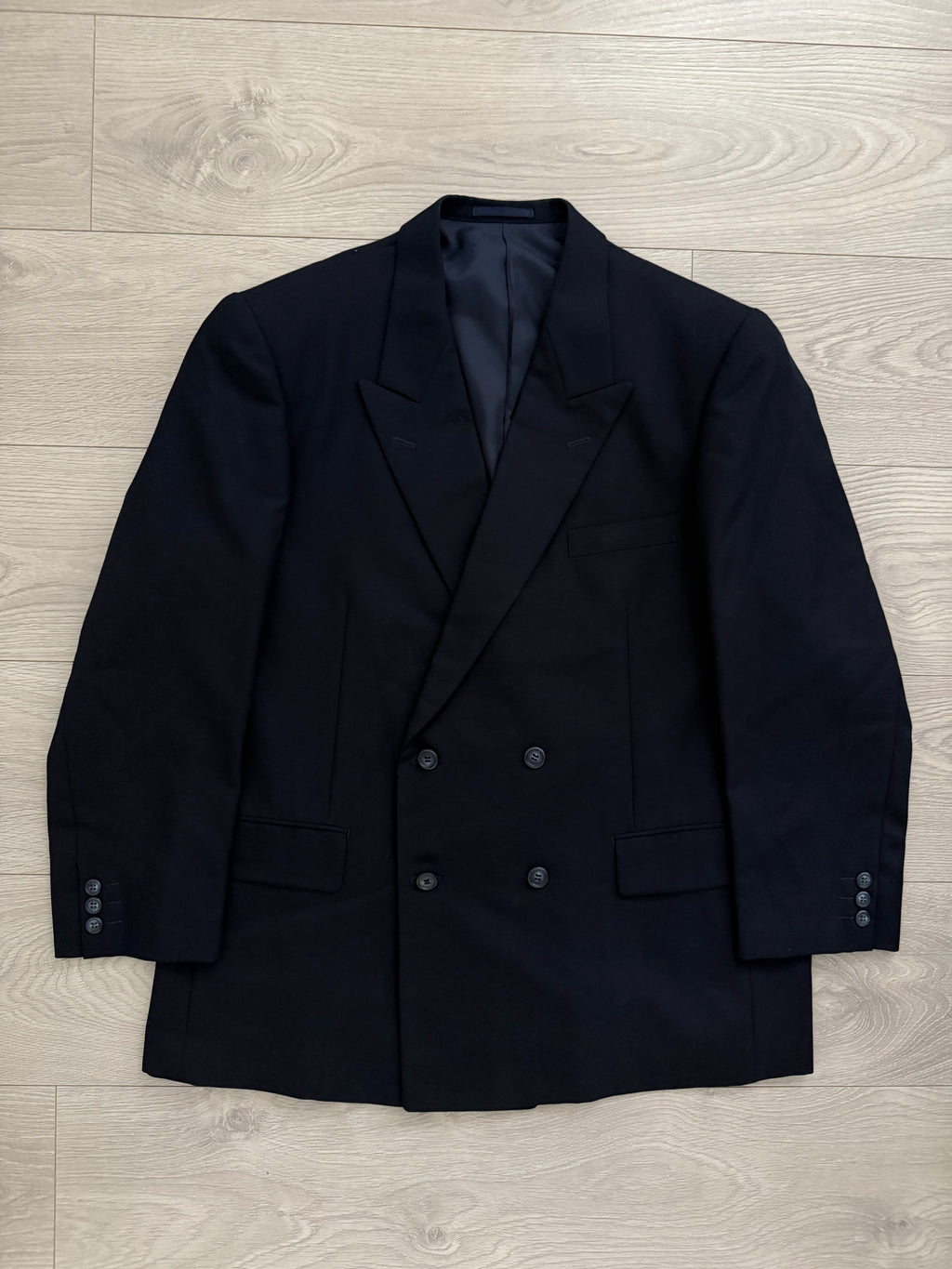 Doremuil Fabric Double Breasted Pleated Wool Suit - Size XL Jacket / 38" Waist