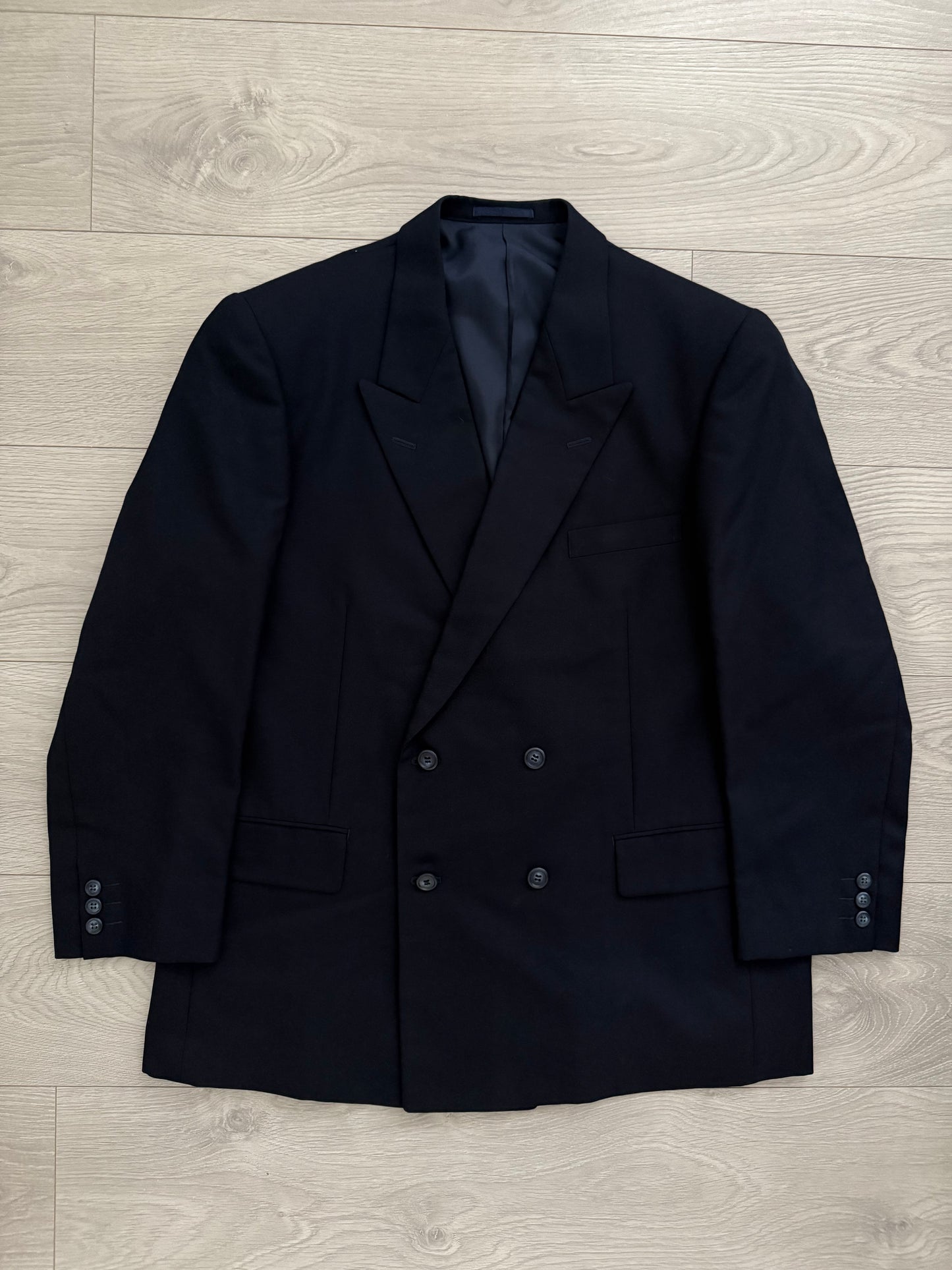 Doremuil Fabric Double Breasted Pleated Wool Suit - Size XL Jacket / 38" Waist