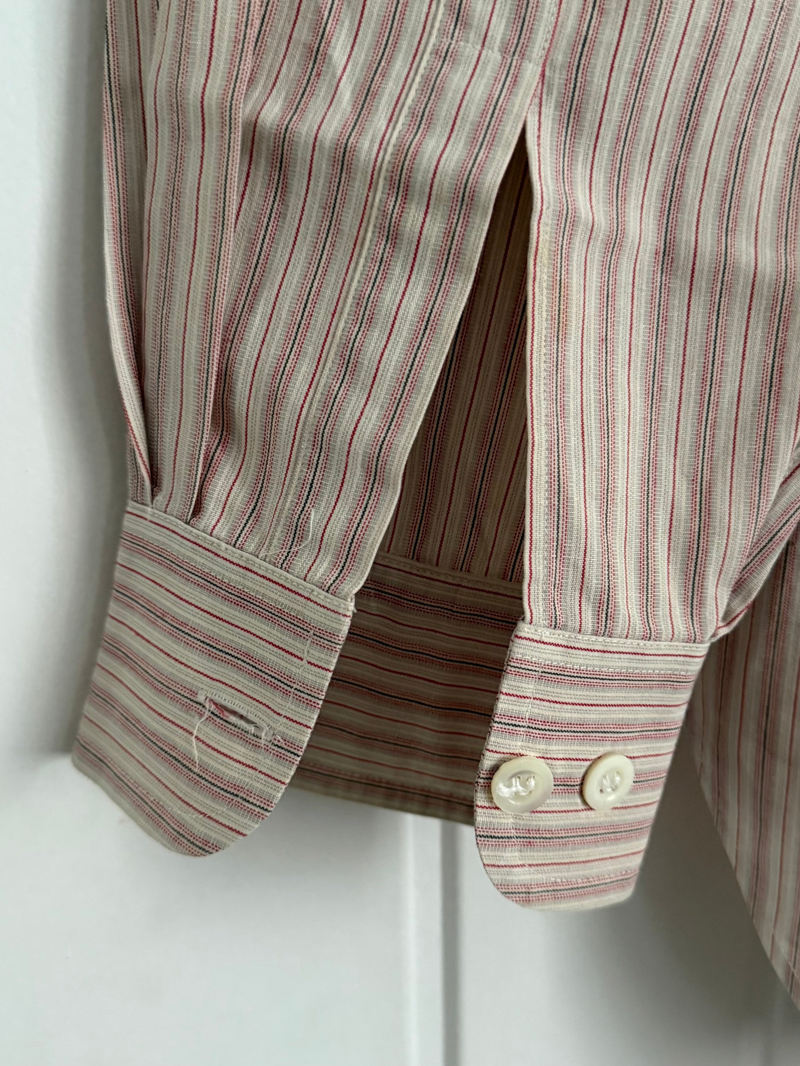 Emporio Armani 1990s Spear Snap Collar Striped Shirt - Size M