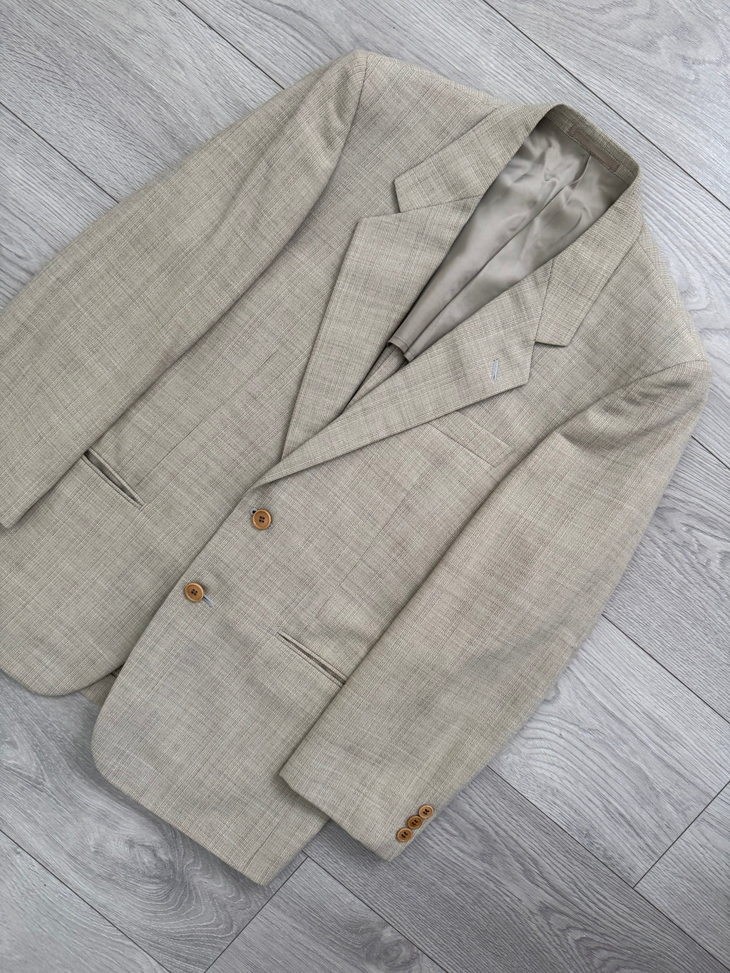Paul Smith 1990s 2B Wool Silk Ecru Pleated Suit - Size S Jacket / 31" Waist