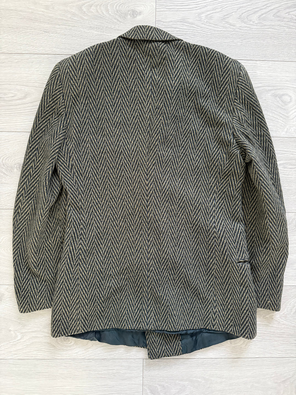 Hilton Armani 1980s Peaked Lapel Double Breasted Herringbone Sports Jacket Blazer - Size S