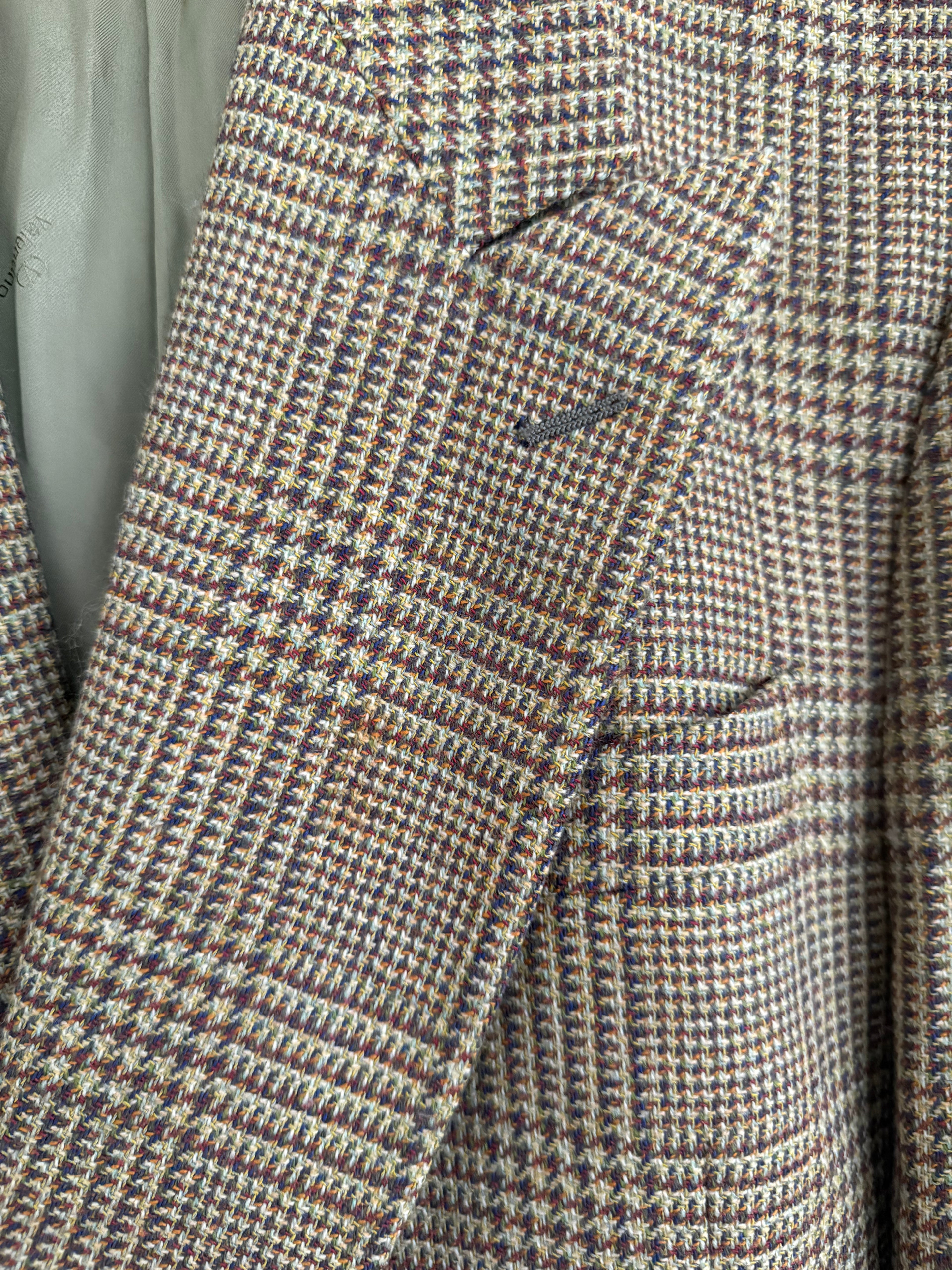 Valentino 1980s Peaked Lapel Double Breasted Textured Wool Sports Blazer Jacket - Size L