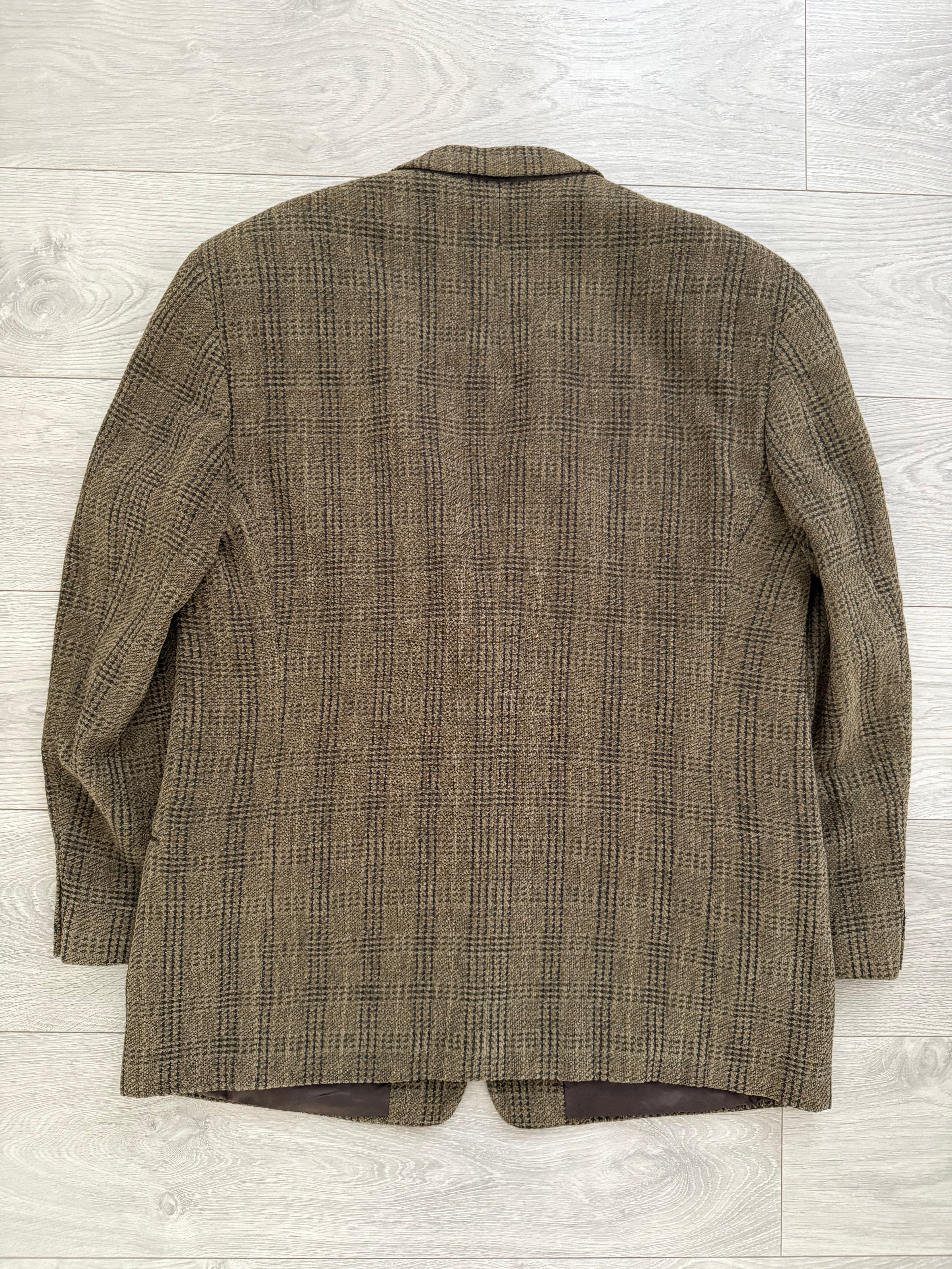 Giorgio Armani 1980s Textured Wool Brown Sports Blazer Jacket - Size XXL