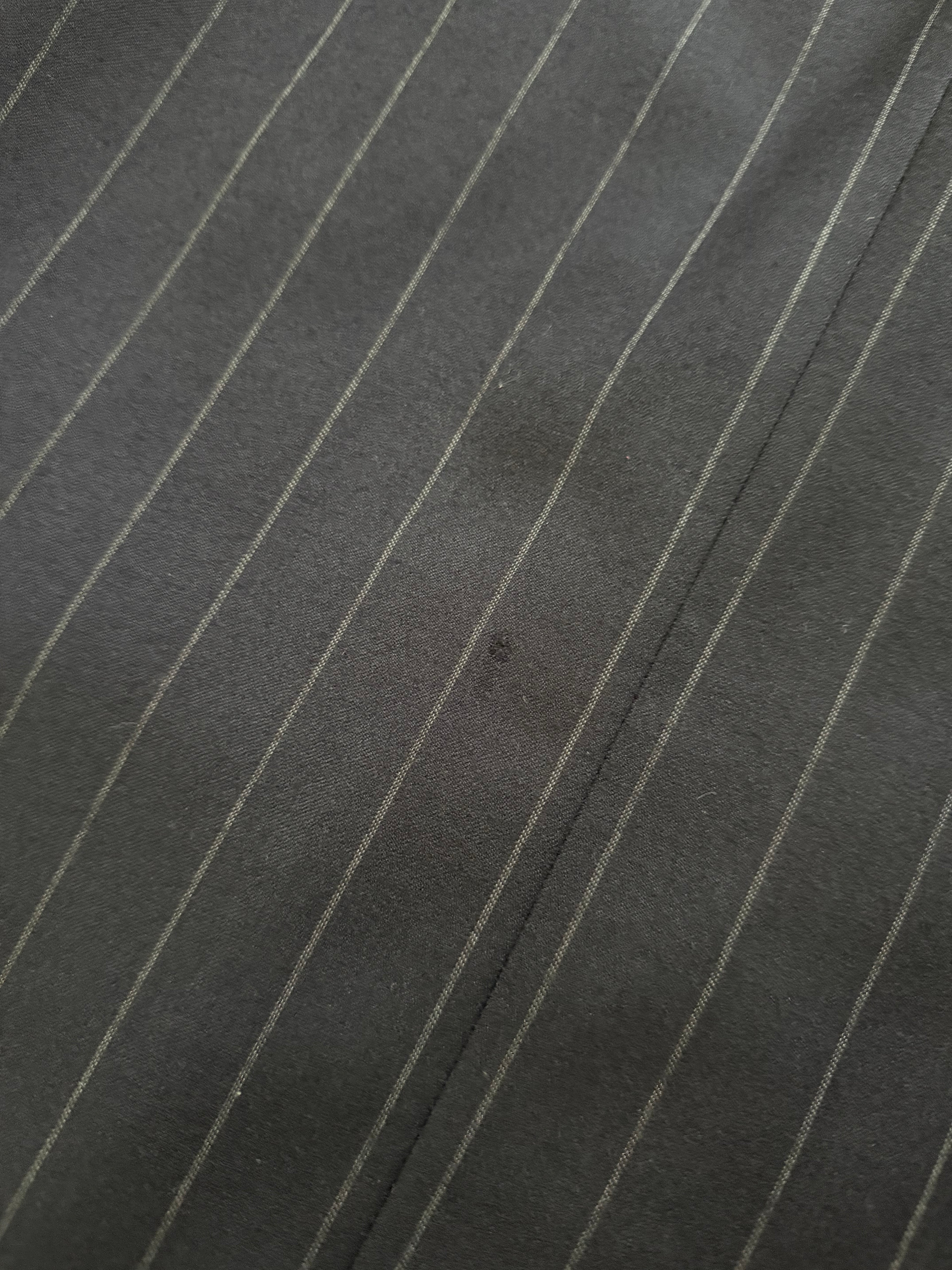 Hugo Boss 1980s 'Al Capone' Peak Lapel Double Breasted Pleated Striped Navy Suit - Size XXL Jacket / 36" Waist