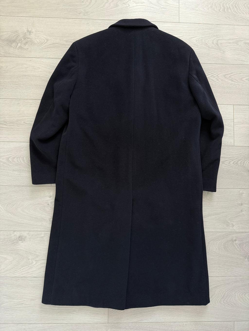 Hugo Boss 1990s Single Breasted Navy Wool Overcoat - Size XL