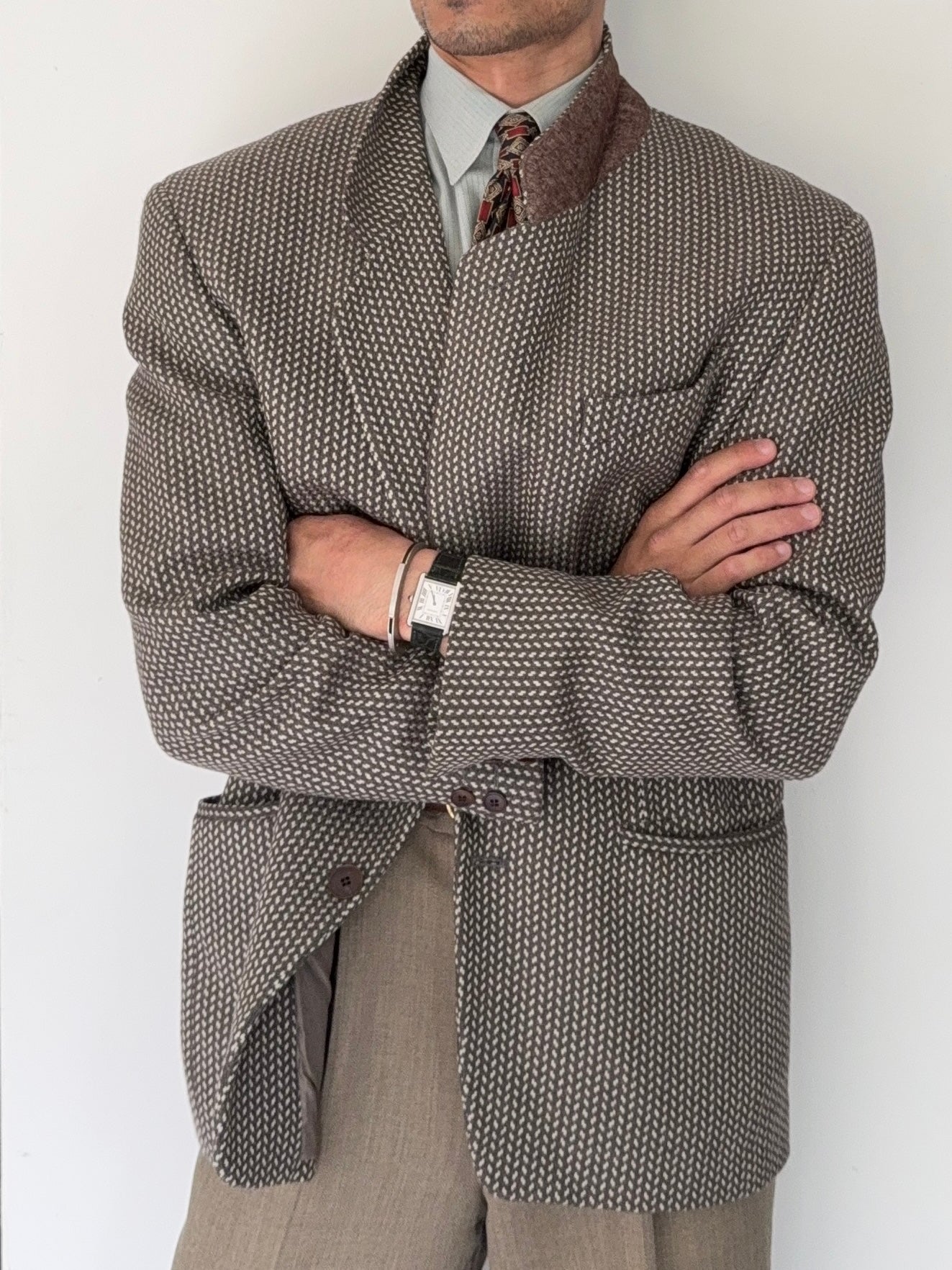 Basile 1980s 2B Textured Wool Sports Jacket Blazer - Size L