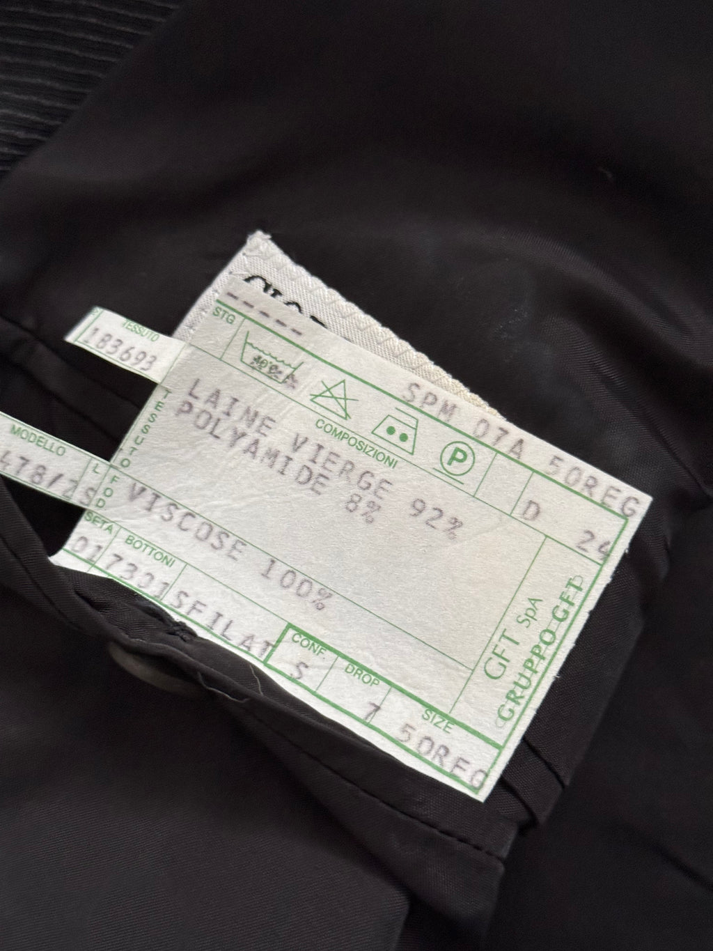 Giorgio Armani 1980s Double Breasted Pleated Wool Suit Black/Grey New - Size L Jacket / 32" Waist