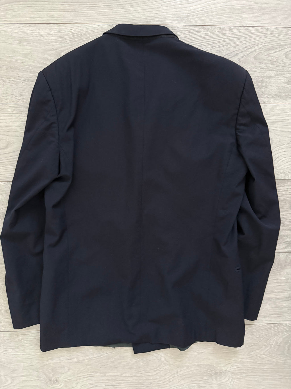 Giorgio Armani Mainline 1980s Navy Peaked Lapel Double Breasted Wool Sports Blazer Jacket - Size L