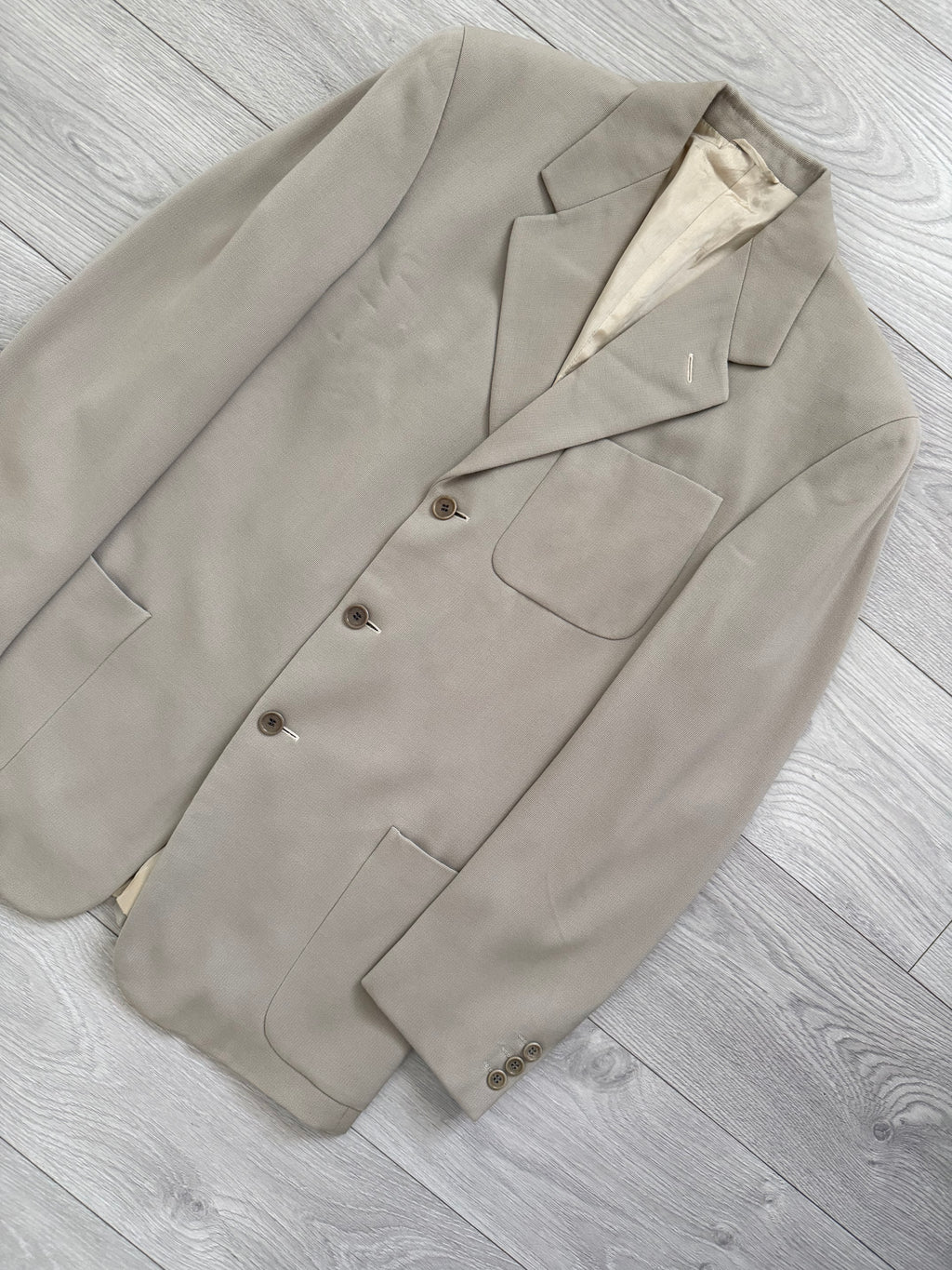Hilton Armani 1990s Draped Wool 3B Ecru Sports Jacket Blazer - Size M