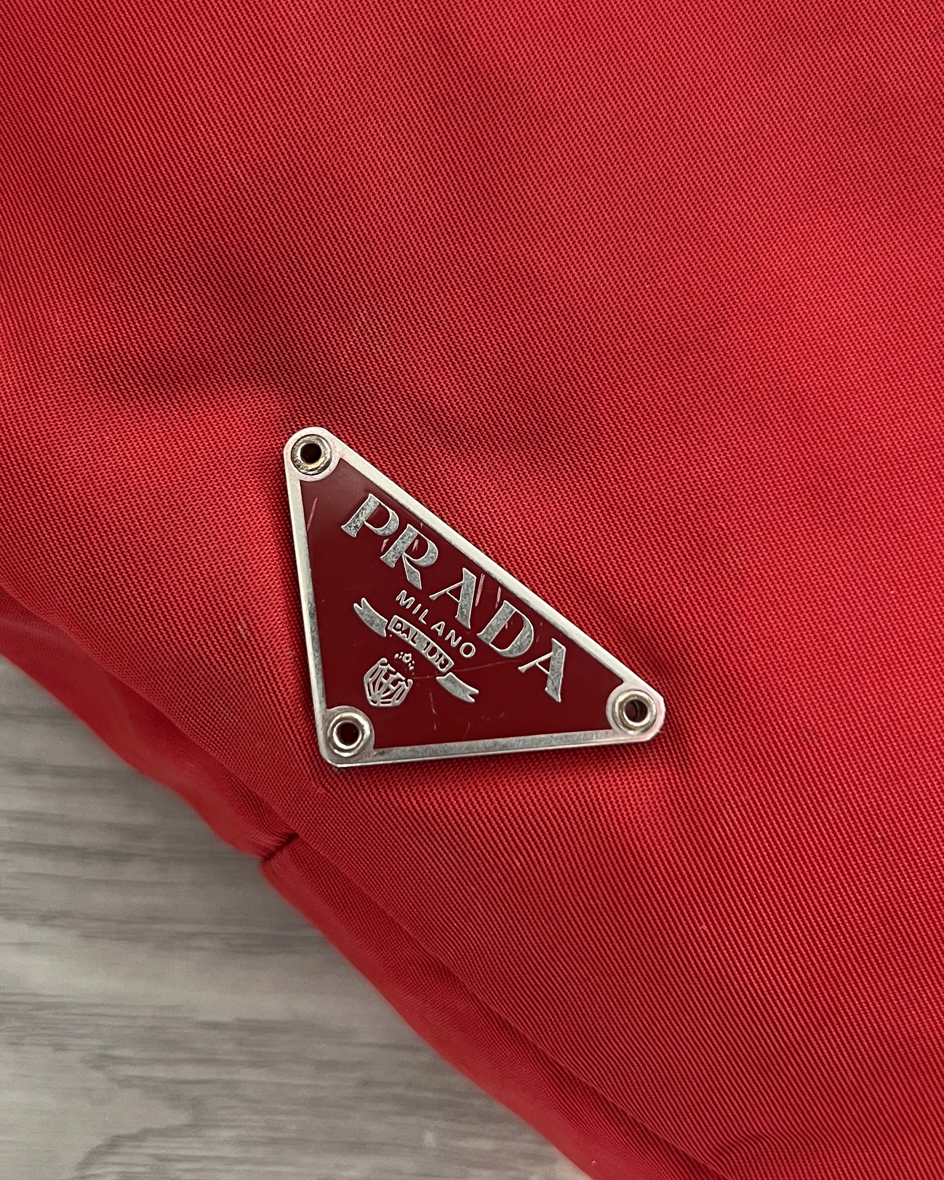 Prada 00s Metal Logo Red Waist Bag