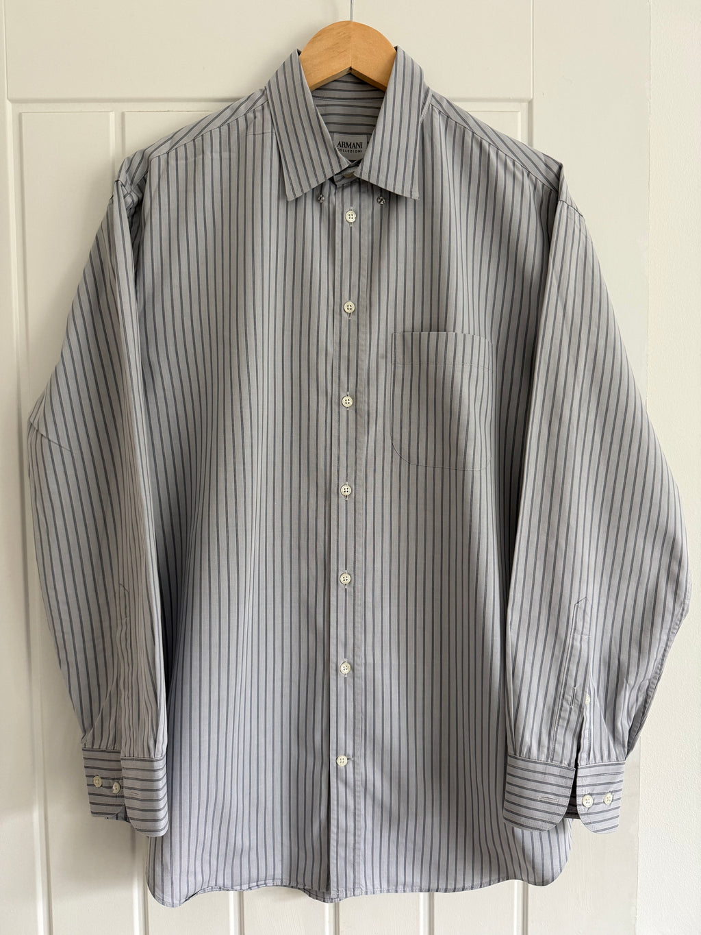 Armani 1990s Striped Cotton Shirt - Size L