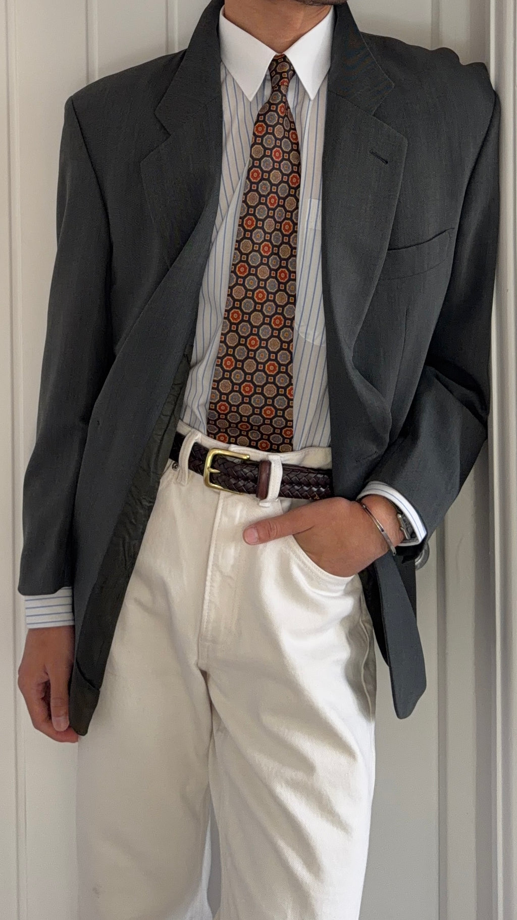 Hugo Boss 1980s Vitale Barberis Canonico Fabric 2B Draped Wool Sport Jacket Blazer - Size L