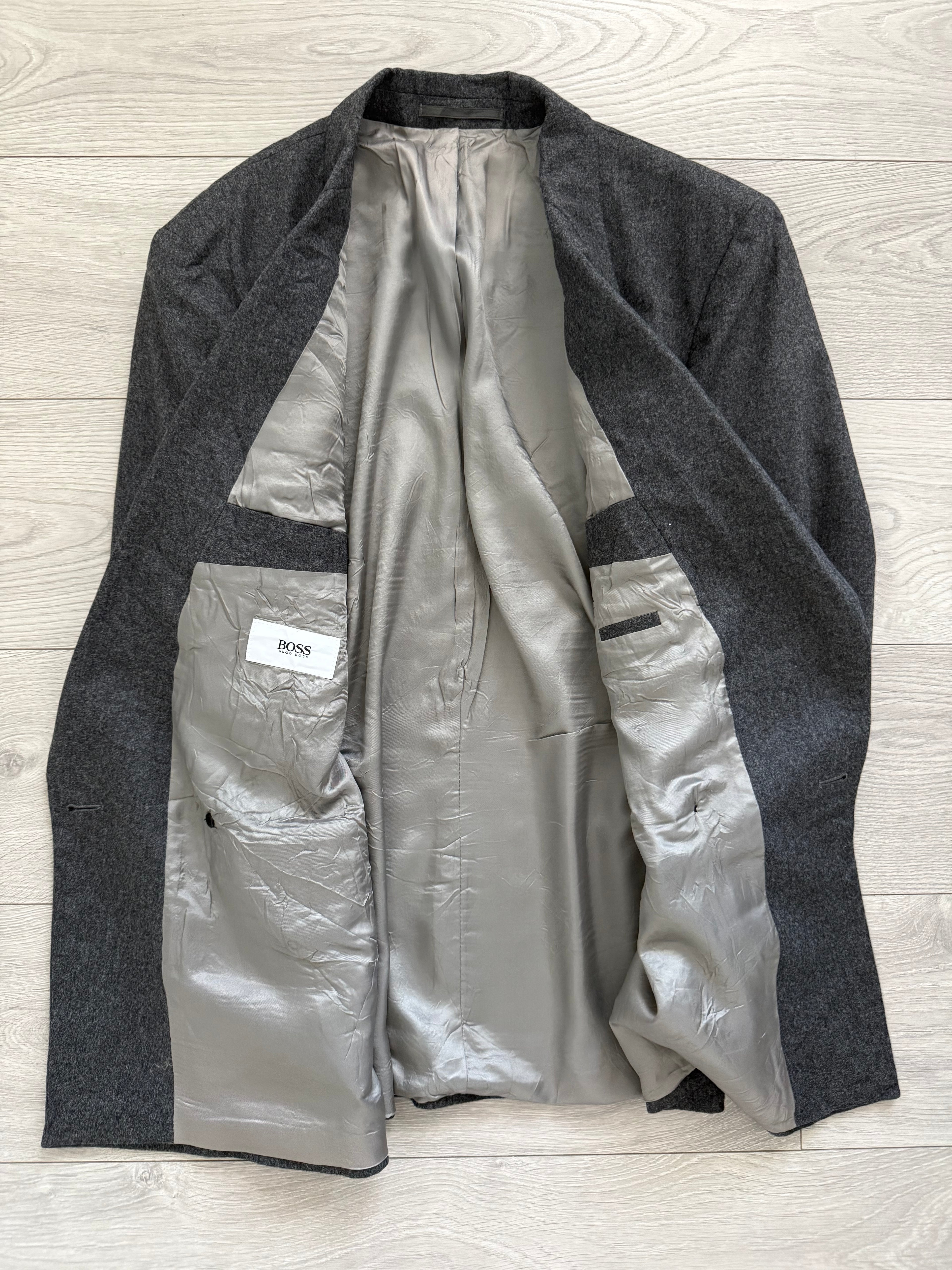 Hugo Boss 1980s 'Al Capone' Grey Peaked Lapel Double Breasted Wool Sports Jacket Blazer - Size M