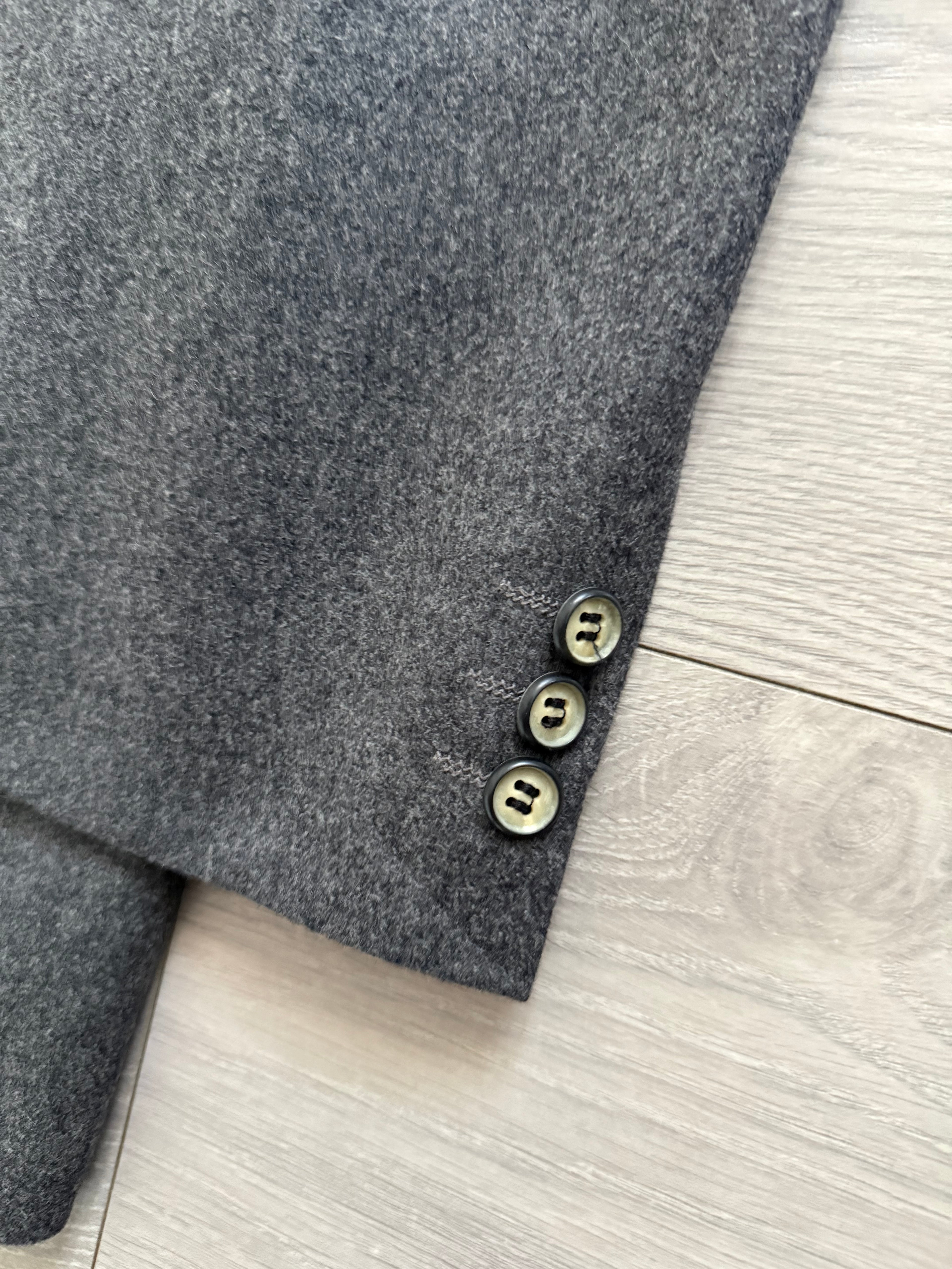 Hugo Boss 1980s 'Al Capone' Grey Peaked Lapel Double Breasted Wool Sports Jacket Blazer - Size M