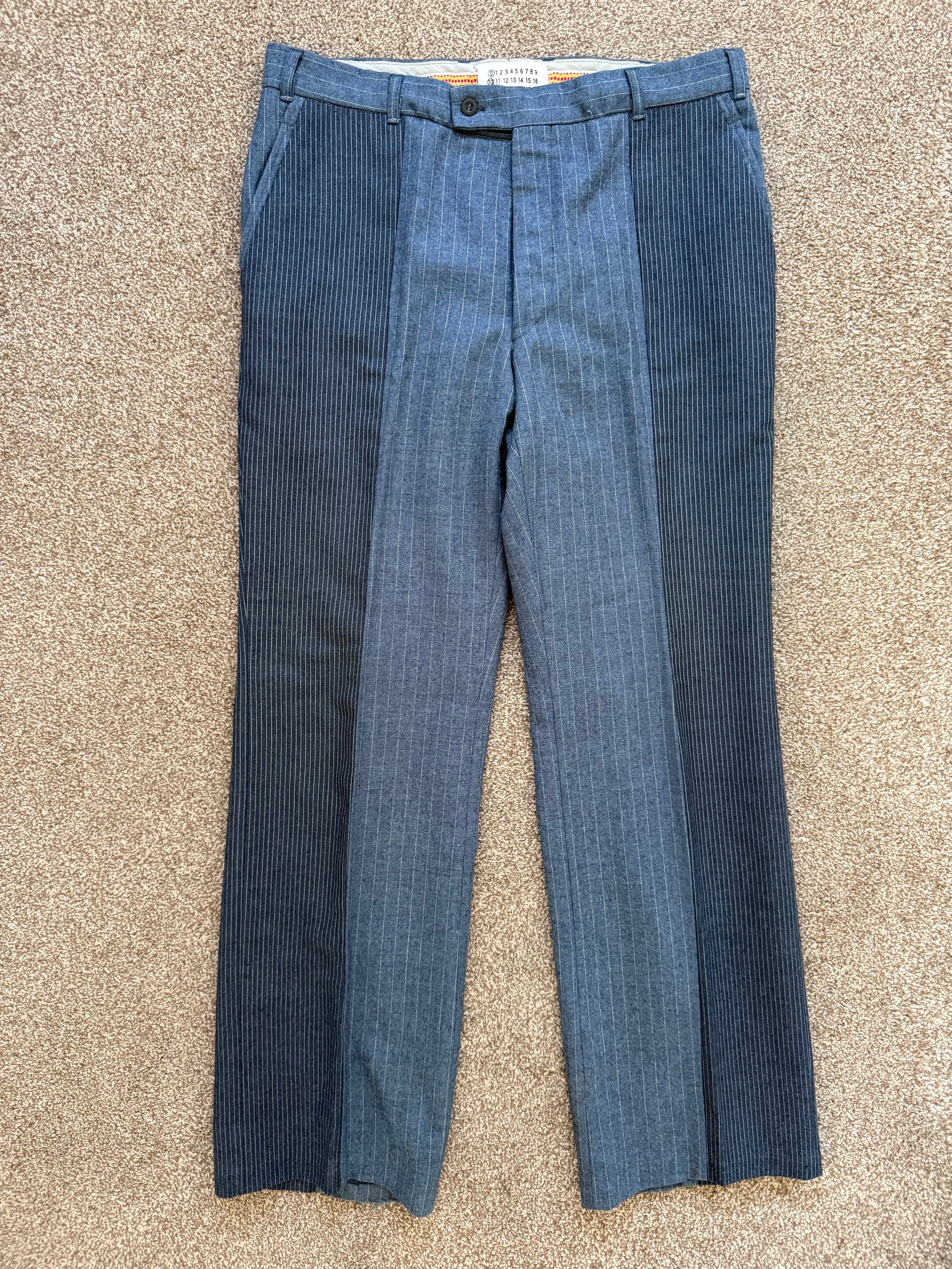 Maison Martin Margiela Artisanal Line (0)(10) AW2004 Re-Worked Striped Pants - Size 34" Waist