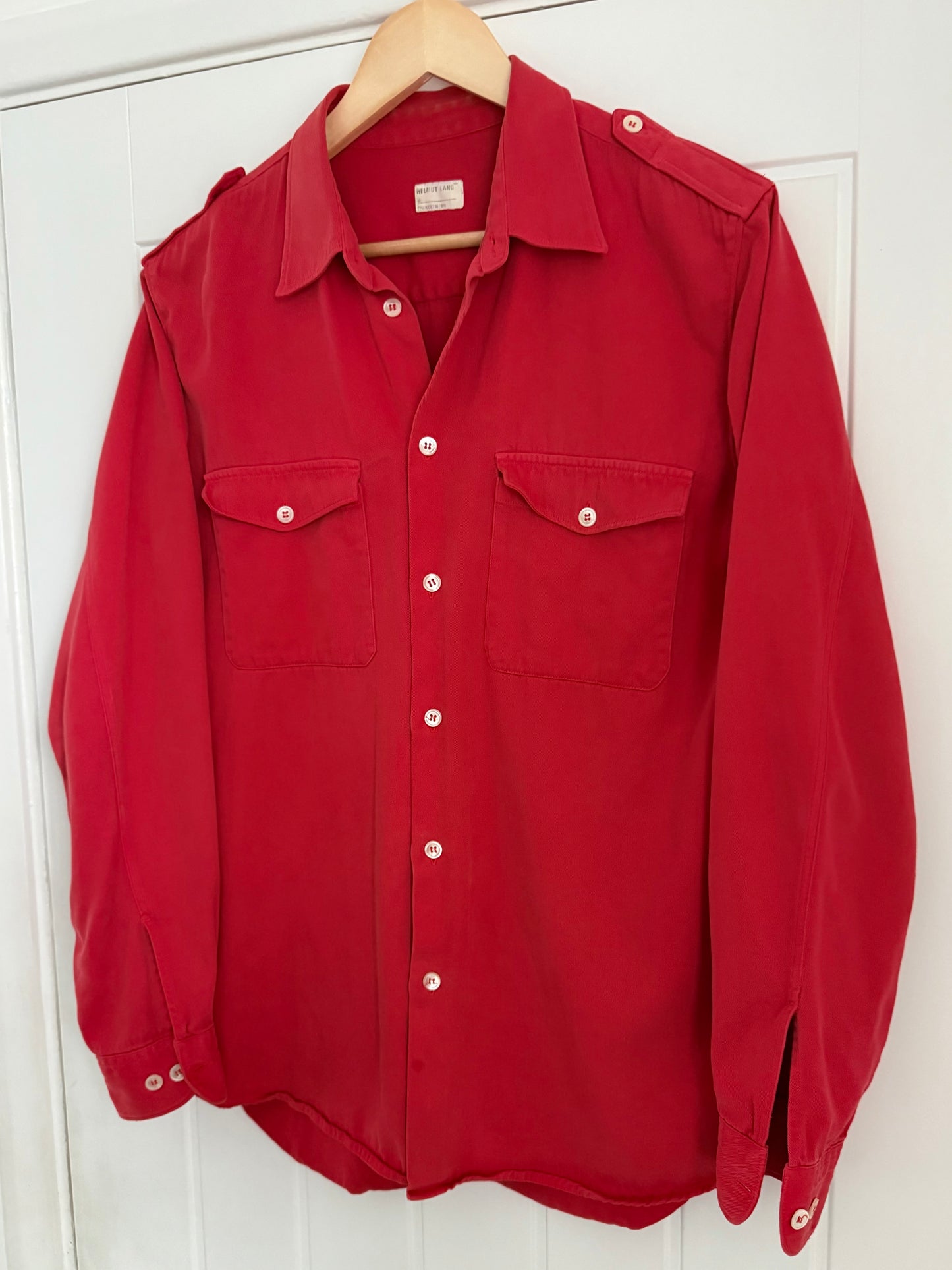 Helmut Lang 1996 Red Military Shirt by GTR Group - Size M