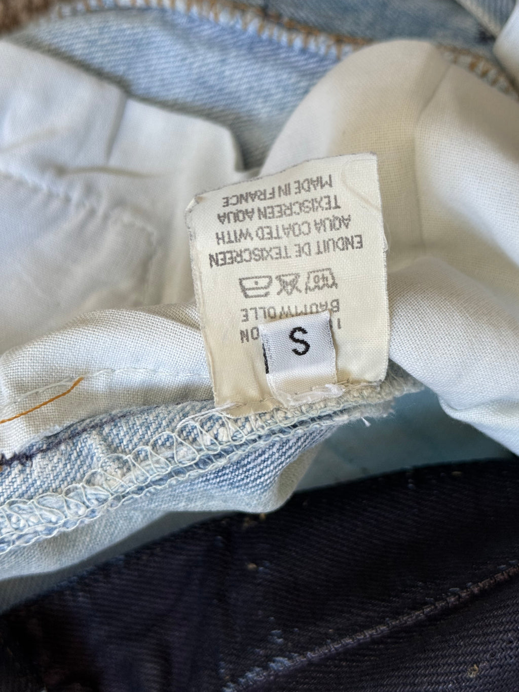 Maison Martin Margiela Artisanal Line (0)(10) AW2001 Blue Painted Denim Jeans - Size 28" Waist