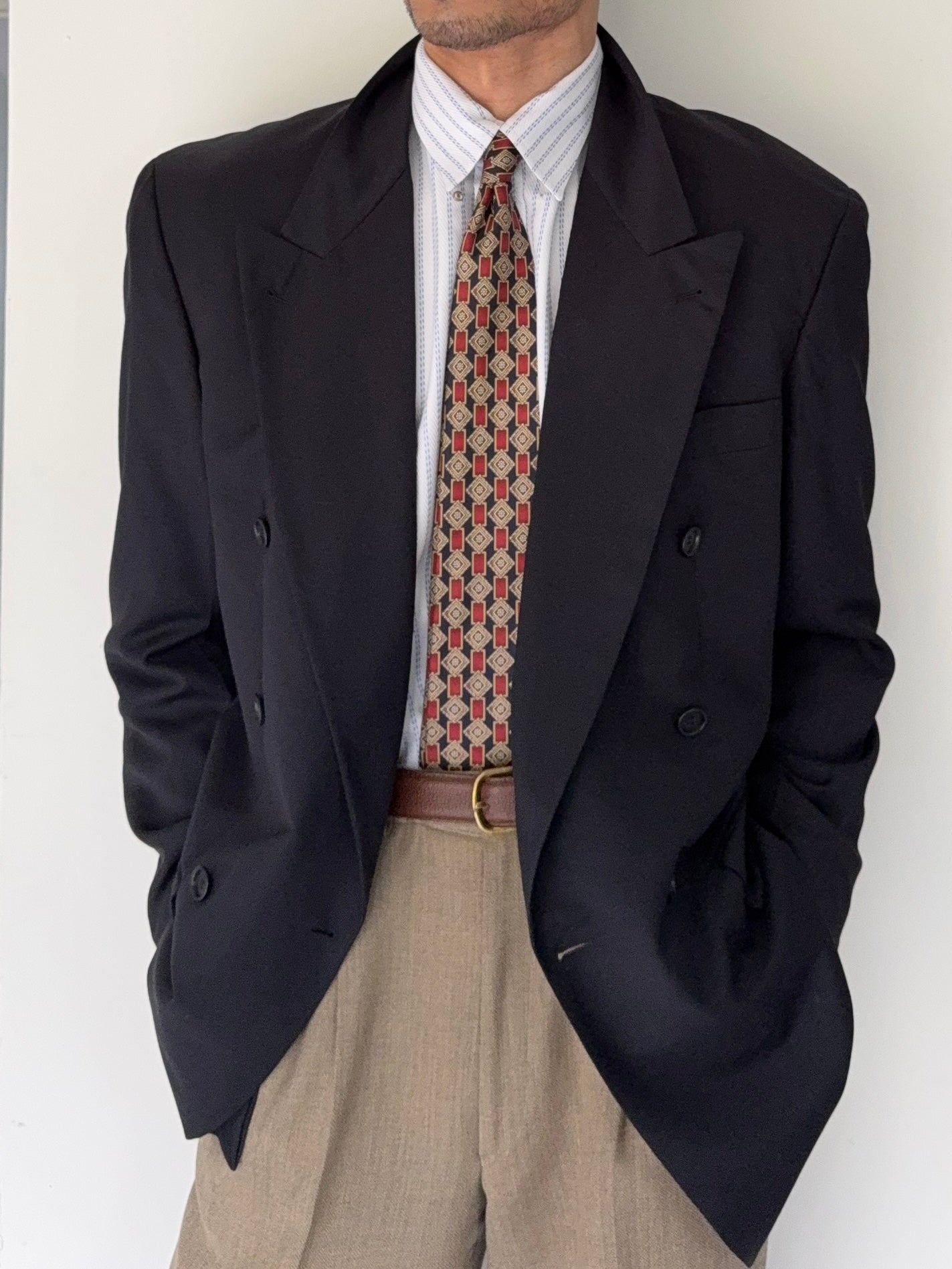 Hugo Boss 1980s 'Al Capone' Double Breasted Peaked Lapel Sports Jacket Blazer - Size M