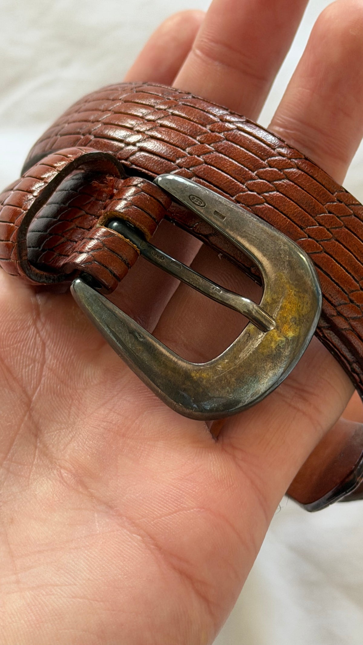 Giorgio Armani 1980s Embossed Western Leather Belt - Size 24" to 28" Waist