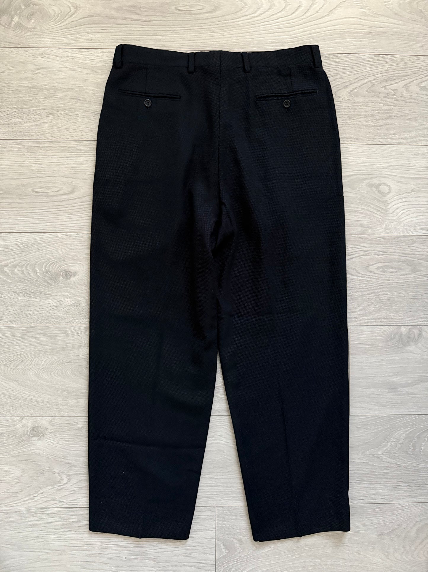 Giorgi Armani 1980s Pleated Double-Breasted Textured Suit - Size L Jacket / 34" Waist