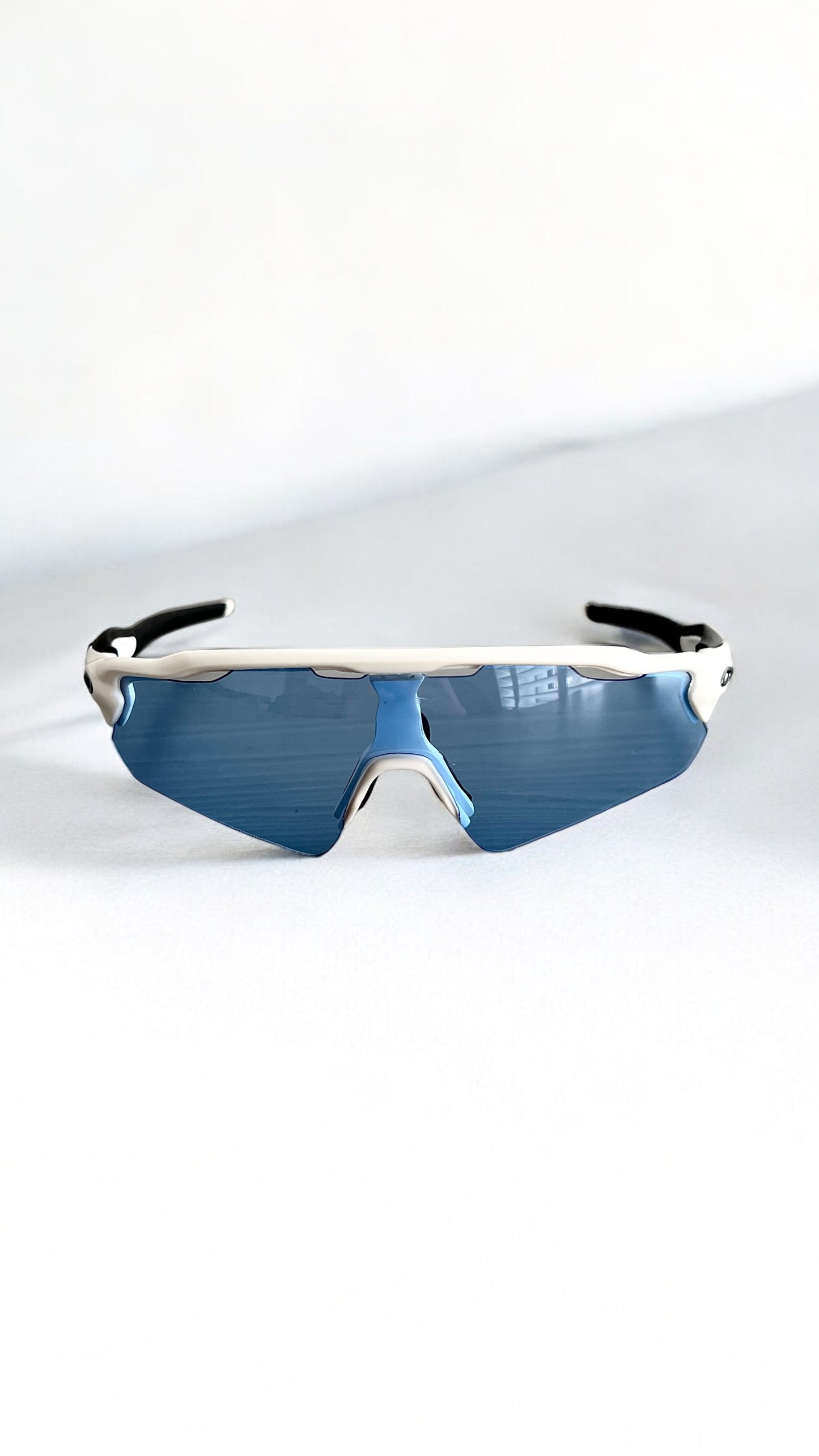 Oakley Radar EV Path Sunglasses in Polished White/Low Light Blue Lenses