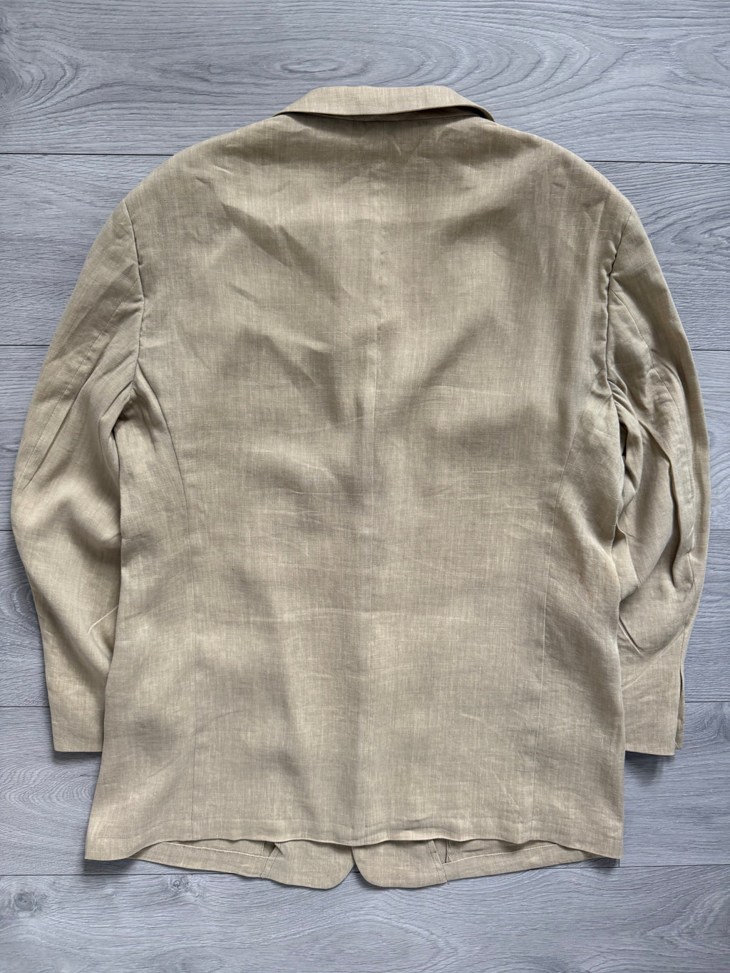 Armani 1990s 3B Linen Beige Sport Jacket Blazer - Size L