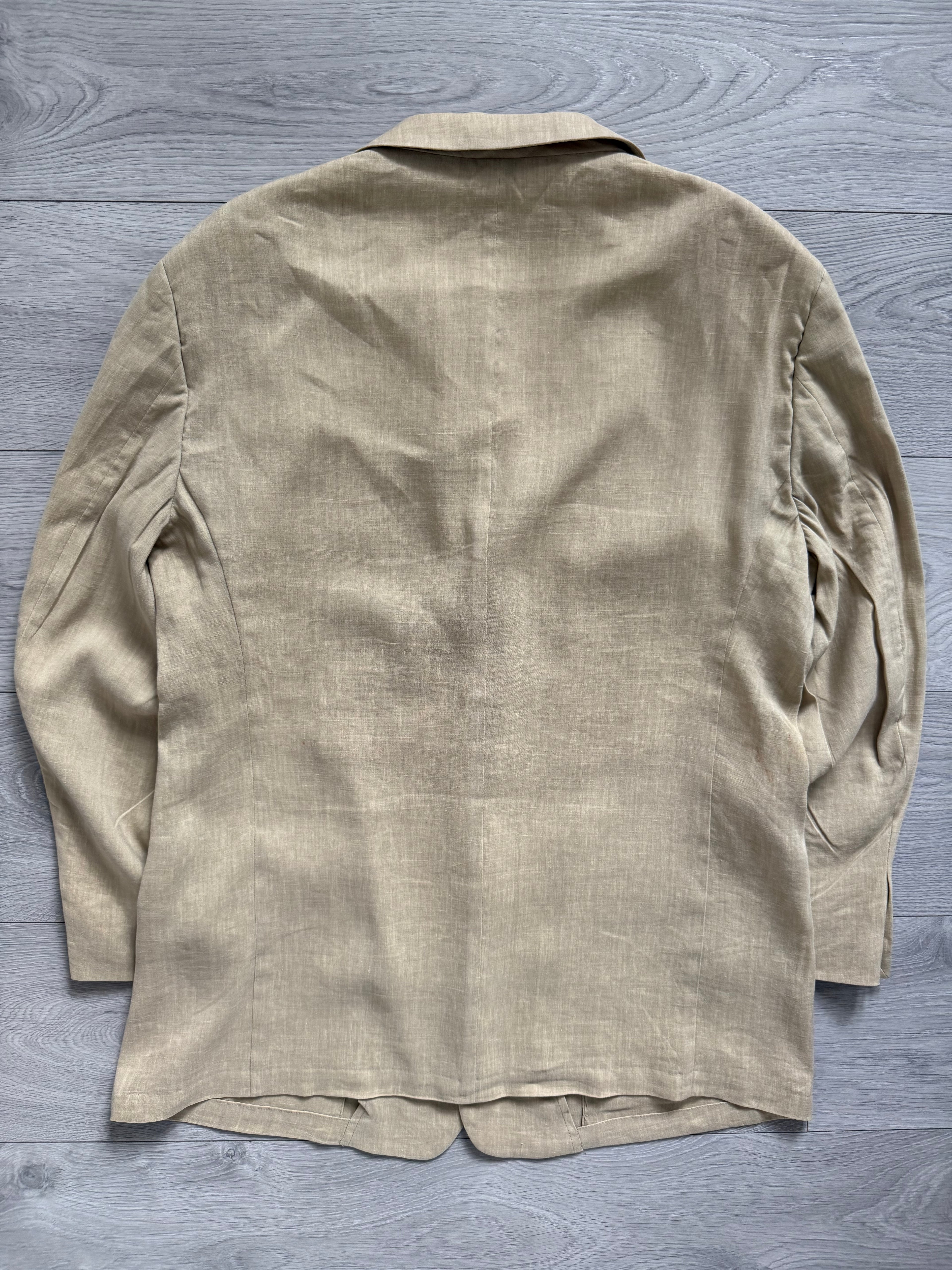 Armani 1990s 3B Linen Beige Sport Jacket Blazer - Size L