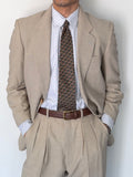 Paul Smith 1990s 2B Wool Silk Ecru Pleated Suit - Size S Jacket / 31" Waist