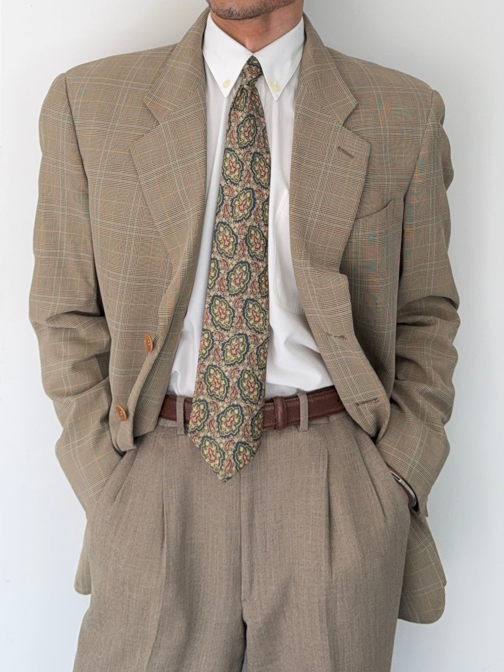Giorgio Armani 1980s 3B Check Wool Sports Jacket Blazer - Size XL