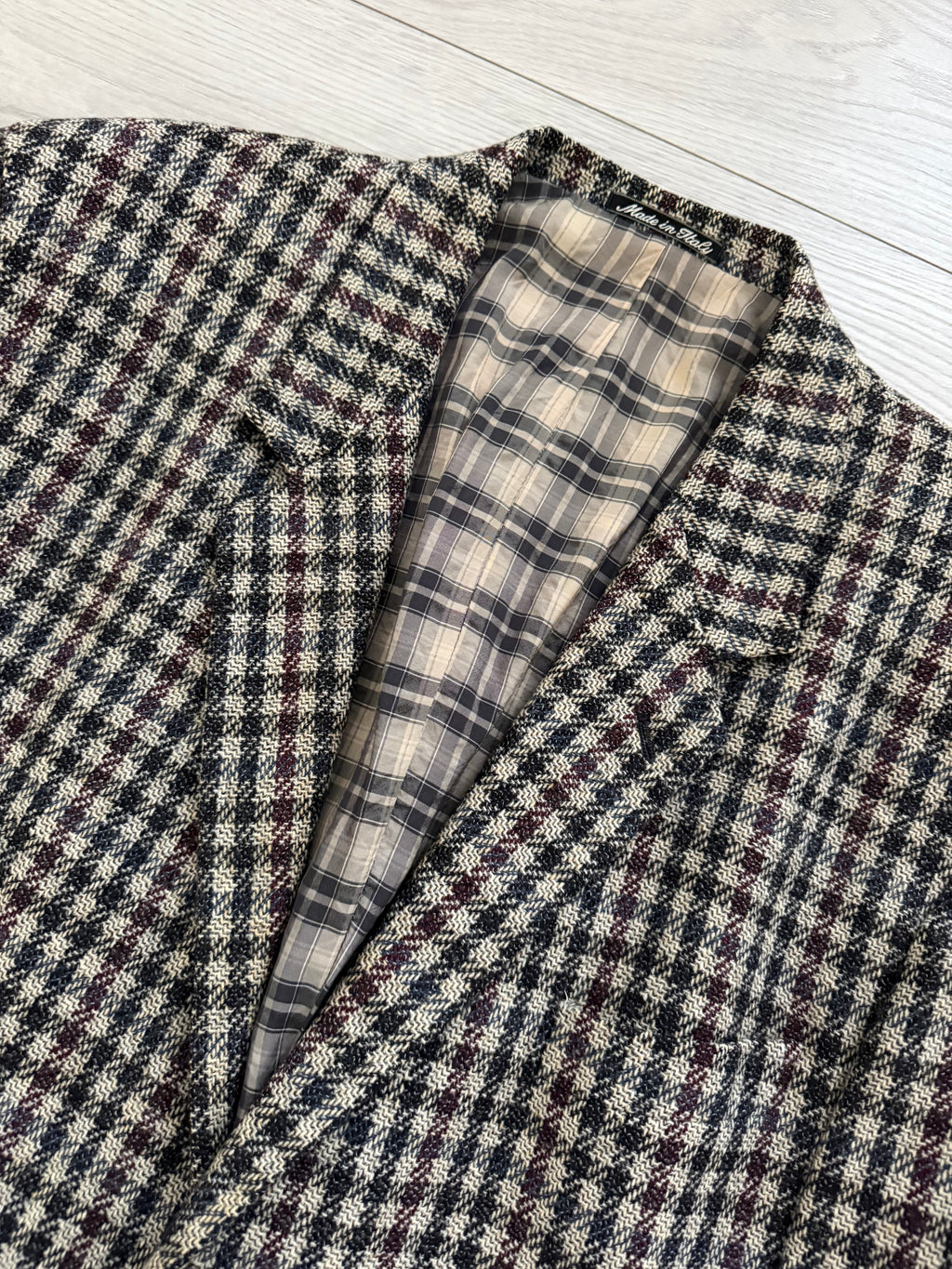 Emporio Armani 1980s 2B Gunclub Check Wool Textured Sport Jacket Blazer - Size L