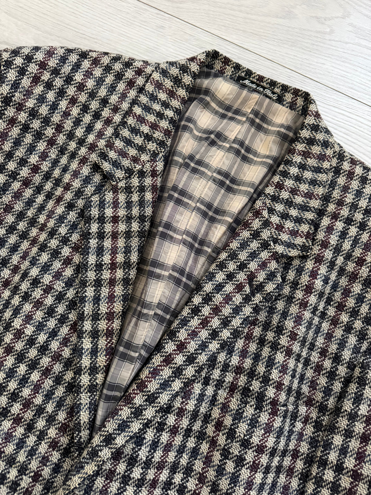 Emporio Armani 1980s 2B Gunclub Check Wool Textured Sport Jacket Blazer - Size L