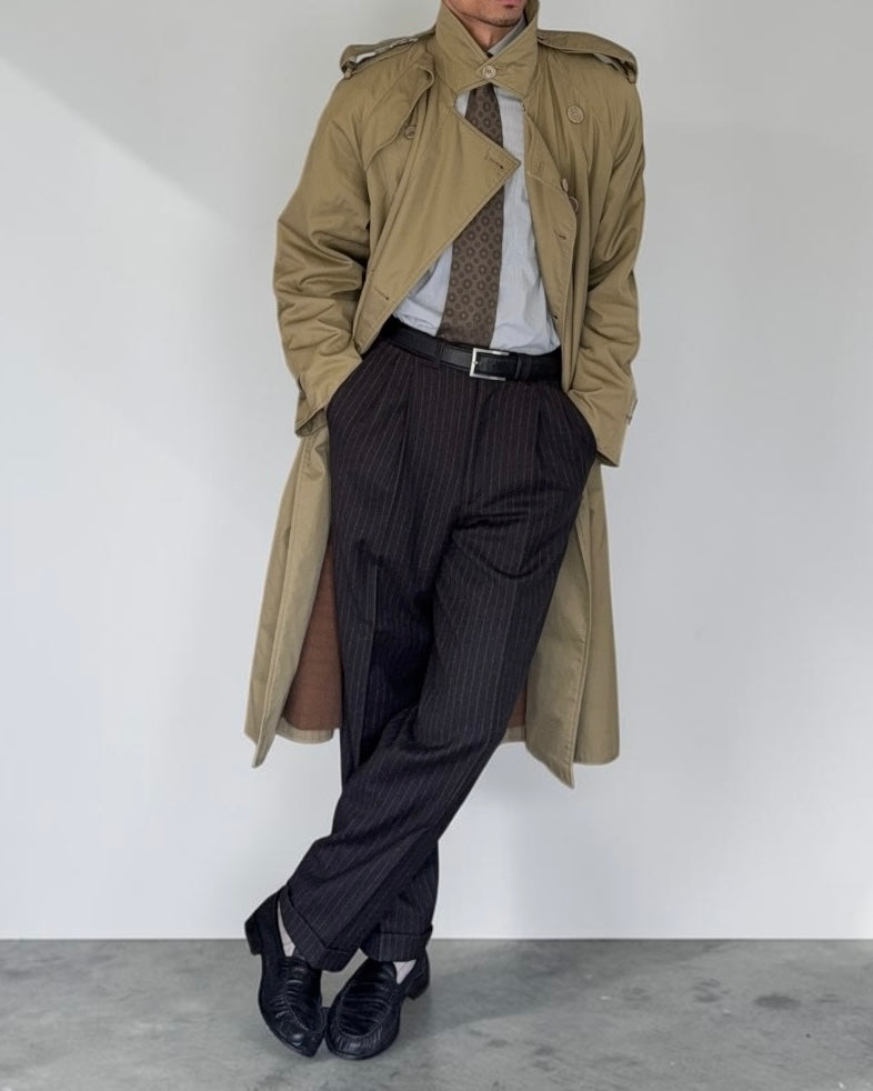 Giorgio Armani Mainline 1980s Military Trench Coat - Size L