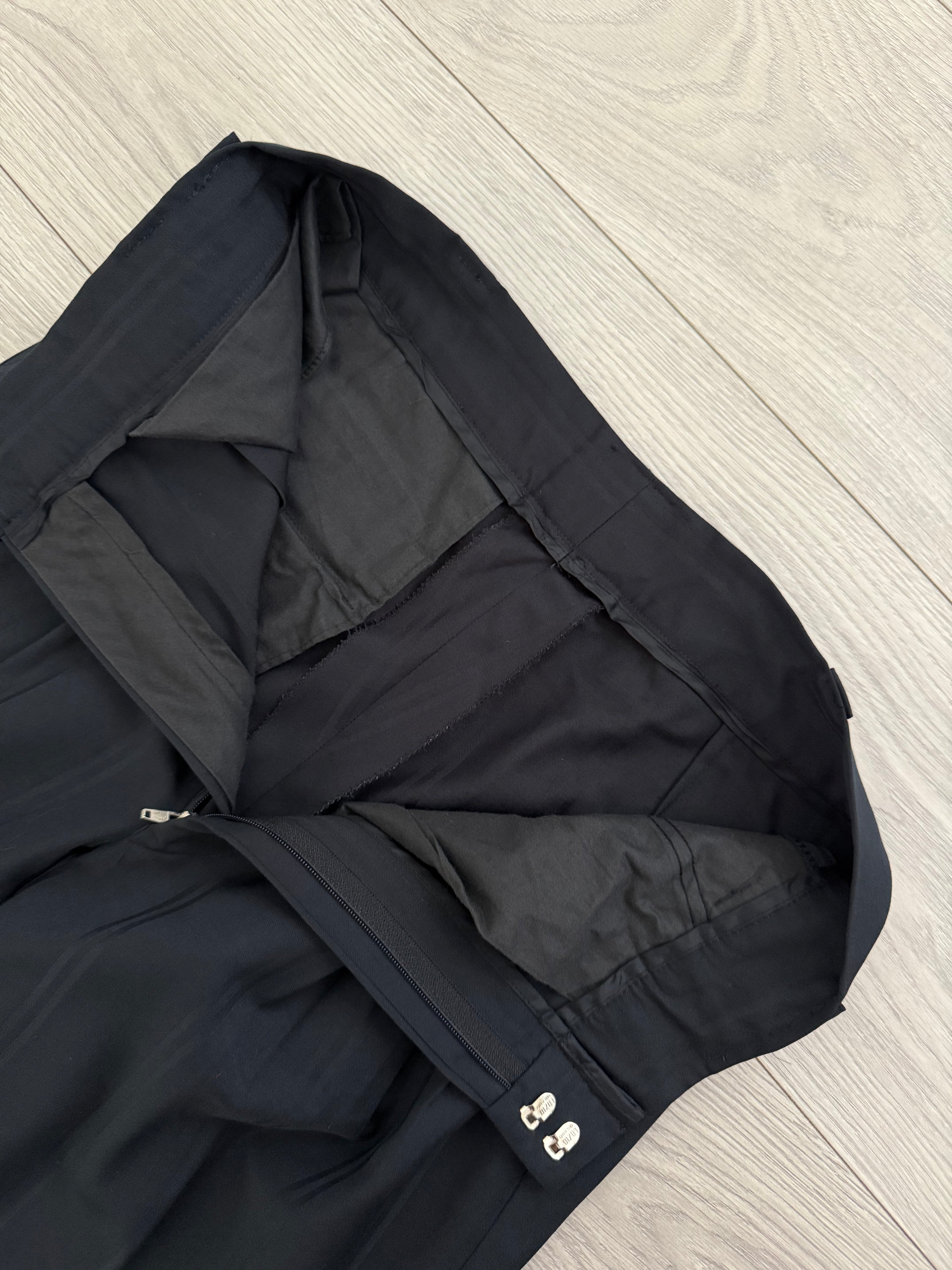 Versace 1980s Shawl Lapel Double Breasted Pleated Wool Striped Suit - Size M Jacket / 30" Waist