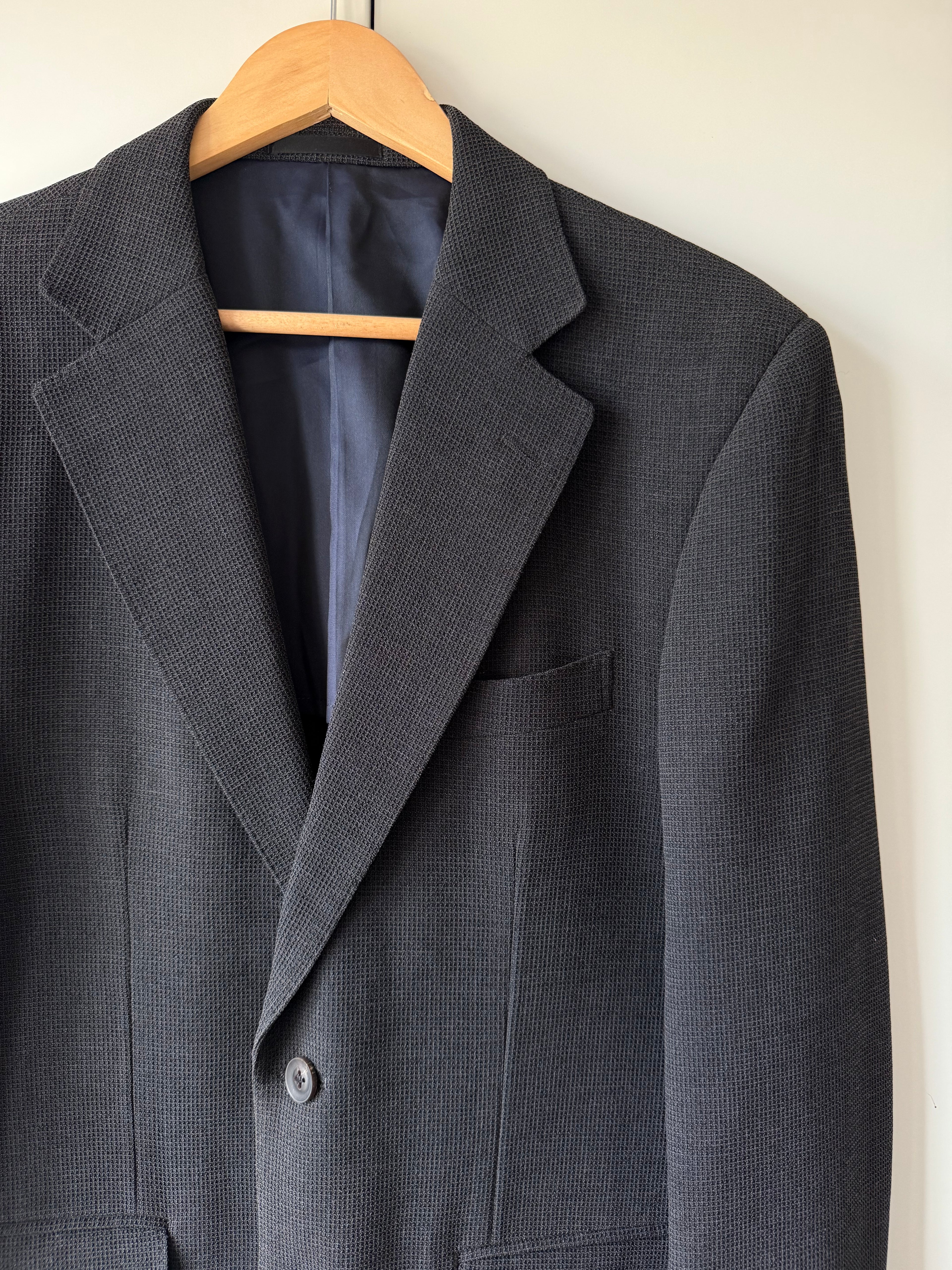 Burberry 1990s 2B Wool Charcoal Black Lightweight Partially Lined Sports Jacket Blazer - Size S
