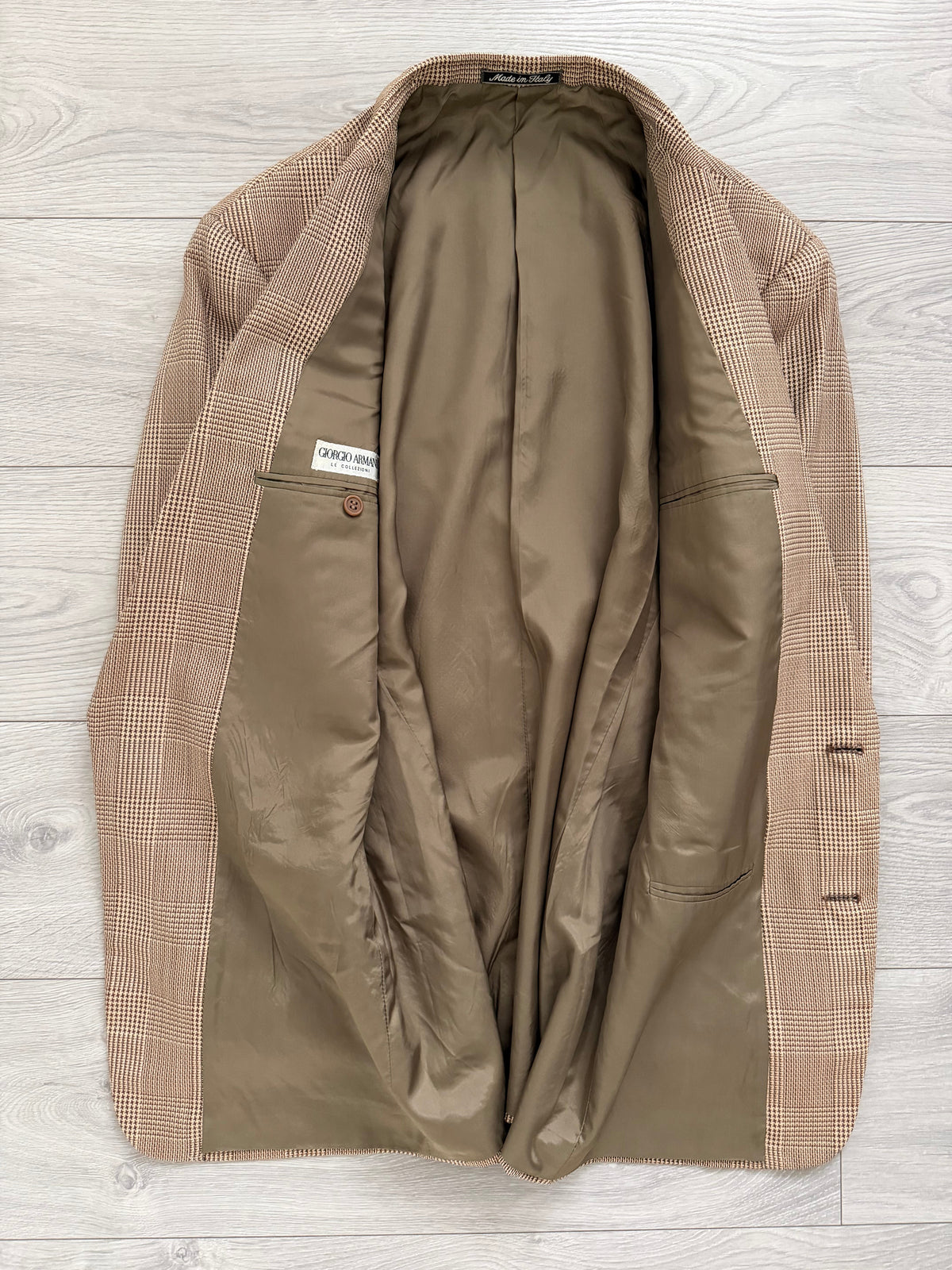 Giorgio Armani 1980s 2B Textured Check Wool Sport Jacket Blazer - Size L