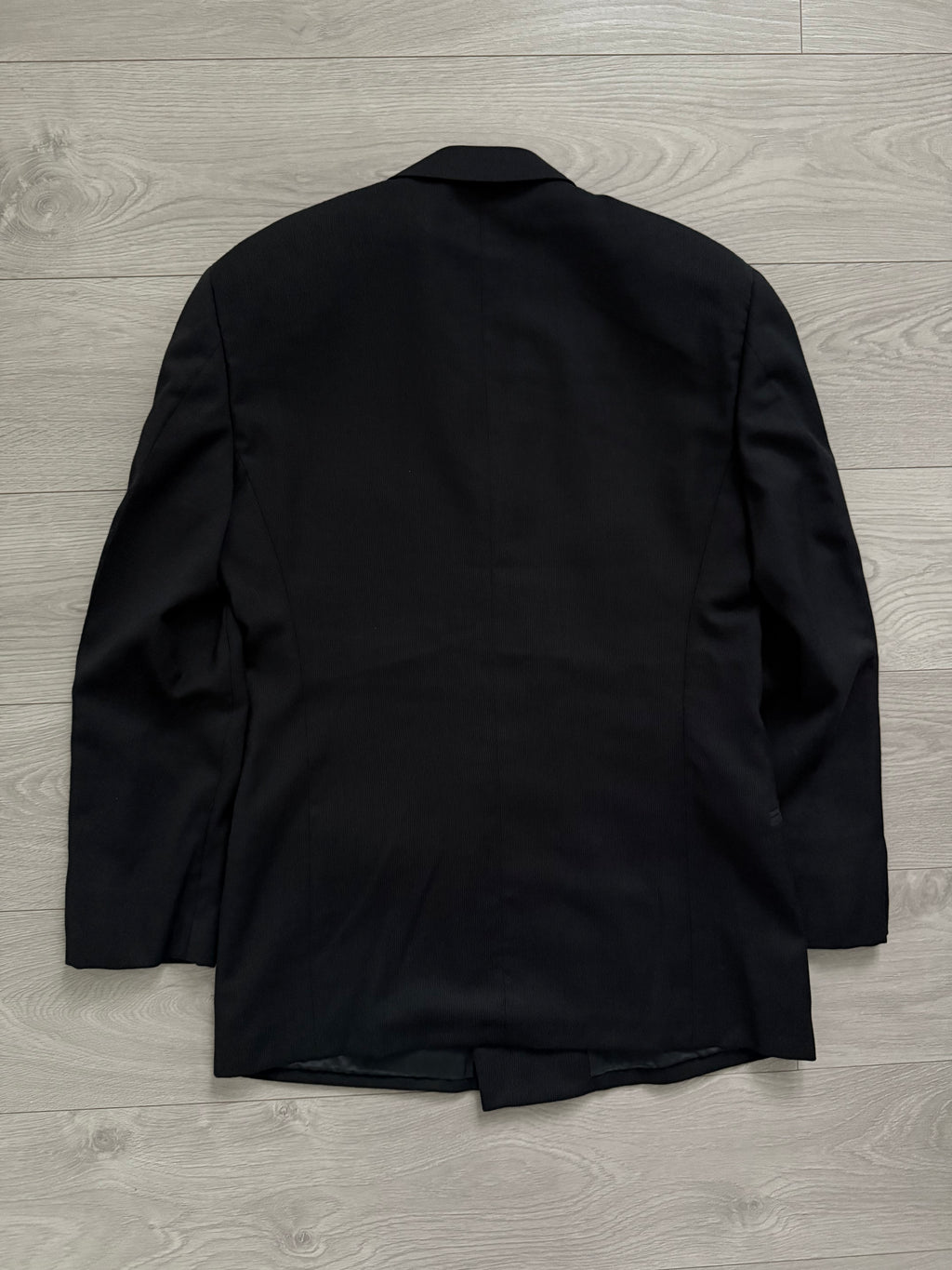 Giorgio Armani 1980s Double Breasted Pleated Wool Suit Black New - Size L Jacket / 32" Waist