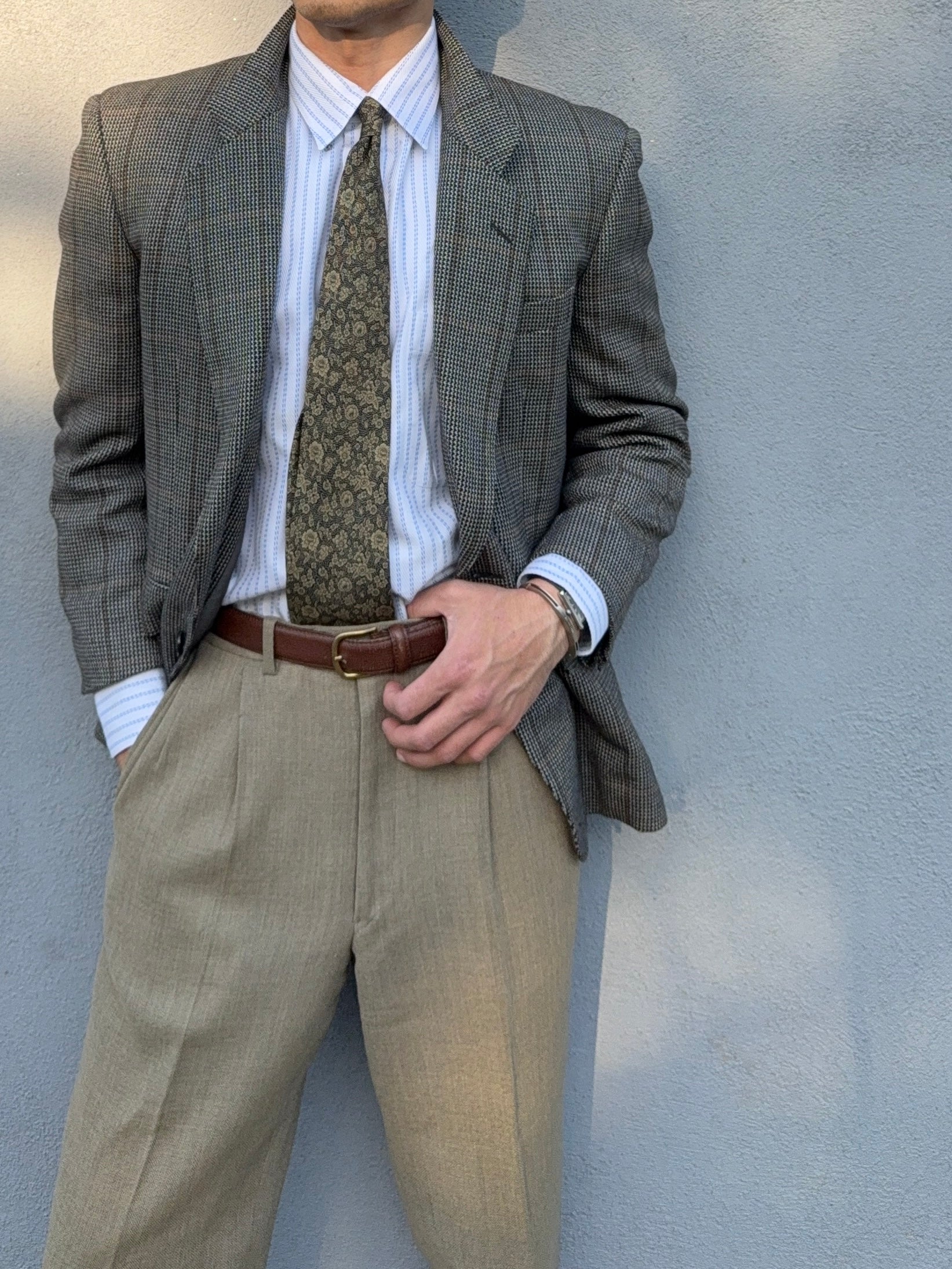Yves Saint Laurent 1980s 2B Check Wool Sports Jacket Blazer - Size S
