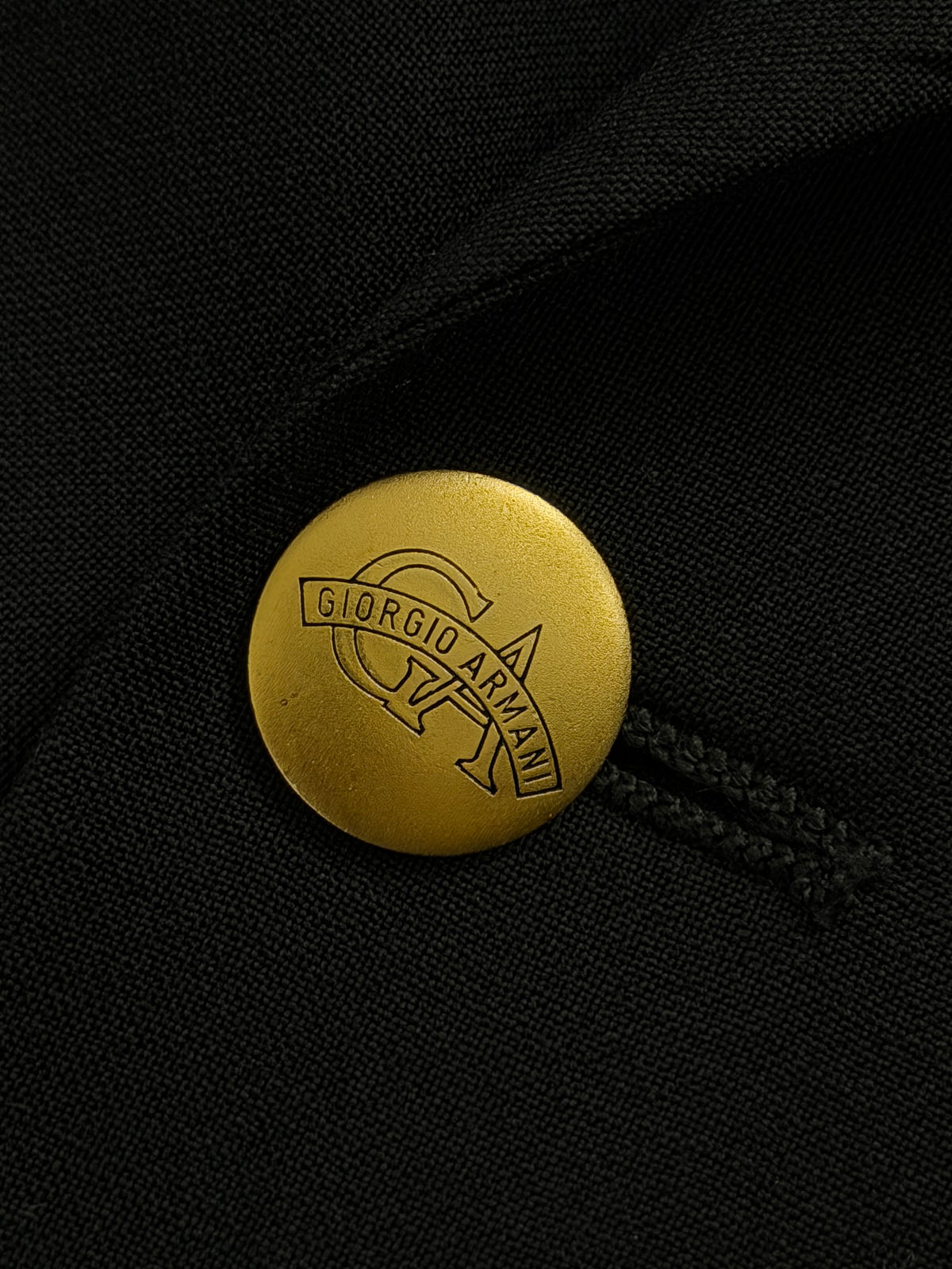 Giorgio Armani 1980s Peaked Lapel Double Breasted Metal Button Wool Sport Jacket Blazer Navy  - Size L