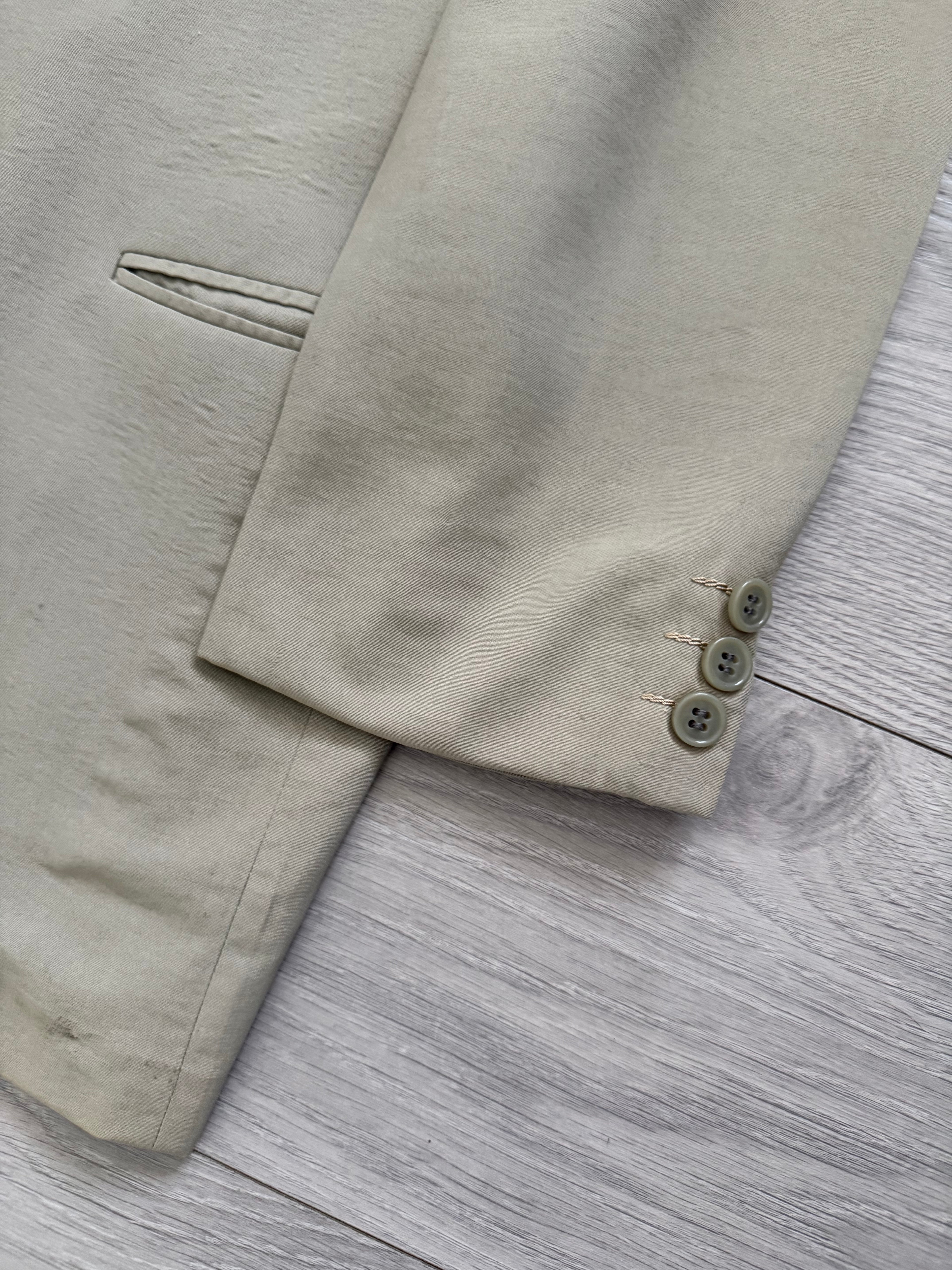 Emporio Armani 1990s Peaked Lapel Double Breasted Taupe Grey Sports Jacket Blazer - Size L