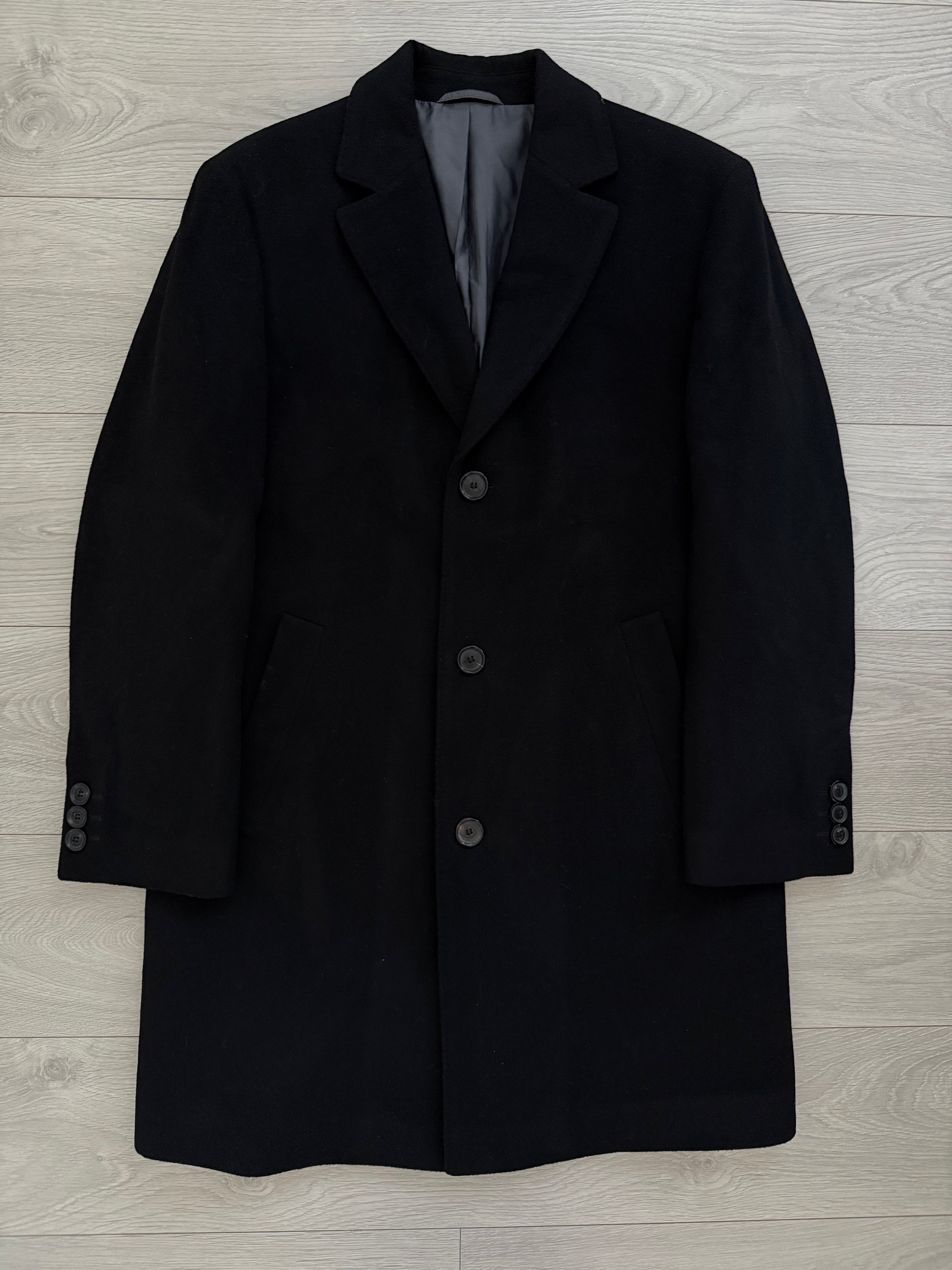 Hugo Boss 1990s 'Stratus' Wool Cashmere Black Coat - Size M