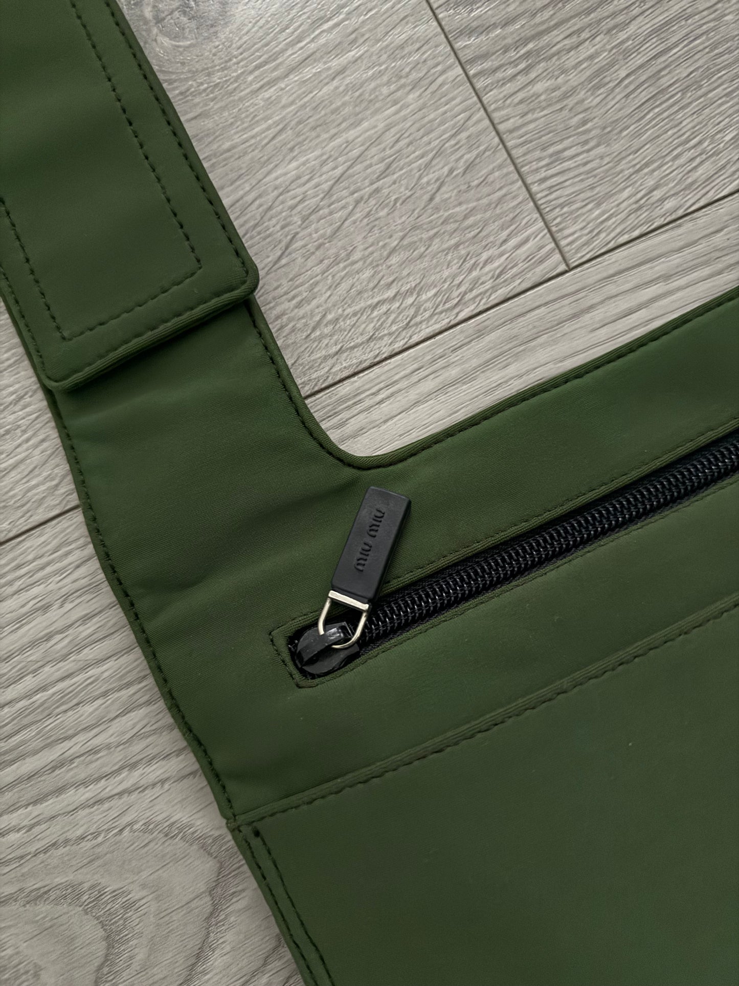 Miu Miu FW1999 Tech Fabric Signature Green Crossbody Bag