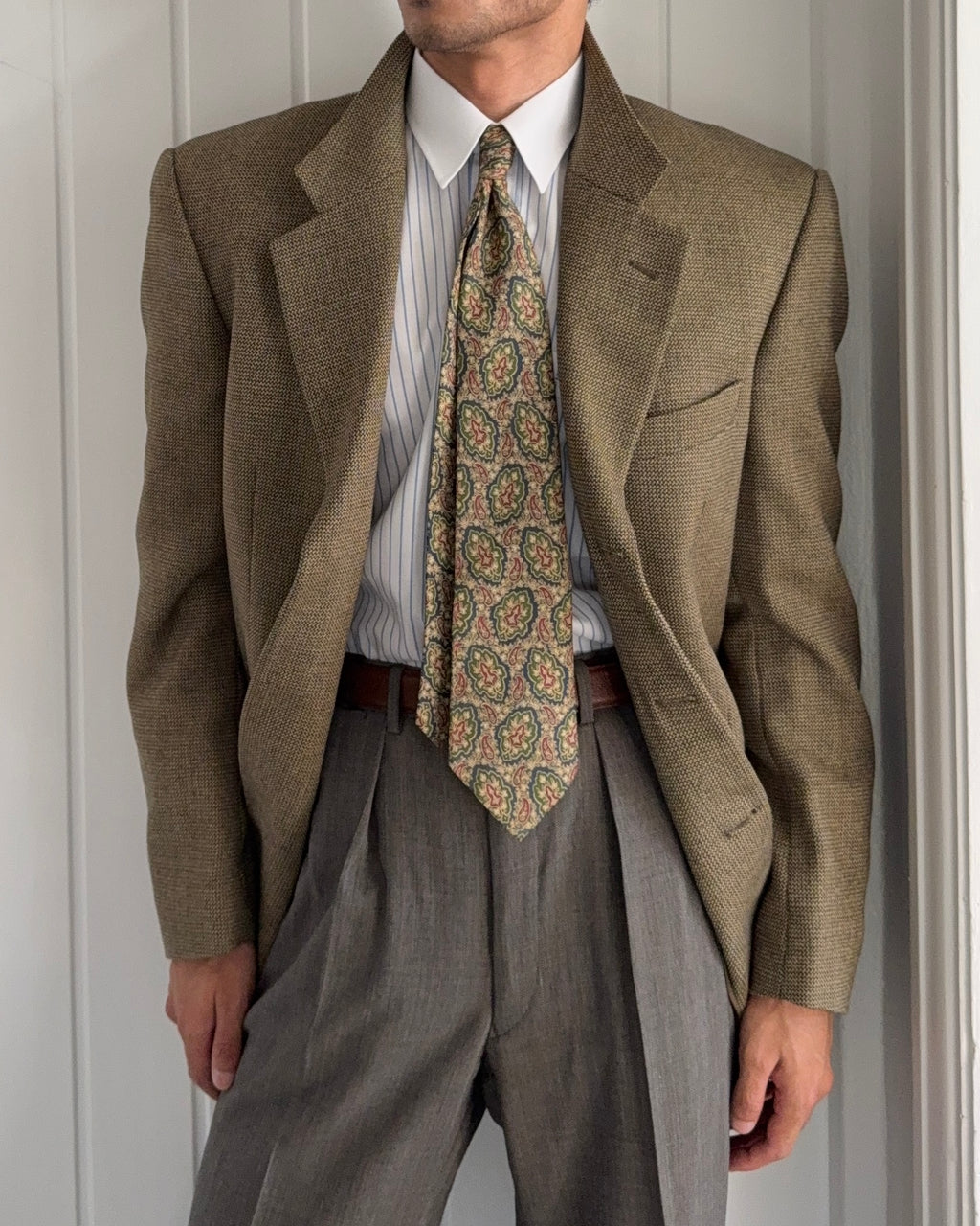Valentino 1980s 3B Textured Wool Sport Jacket Blazer  - Size XL