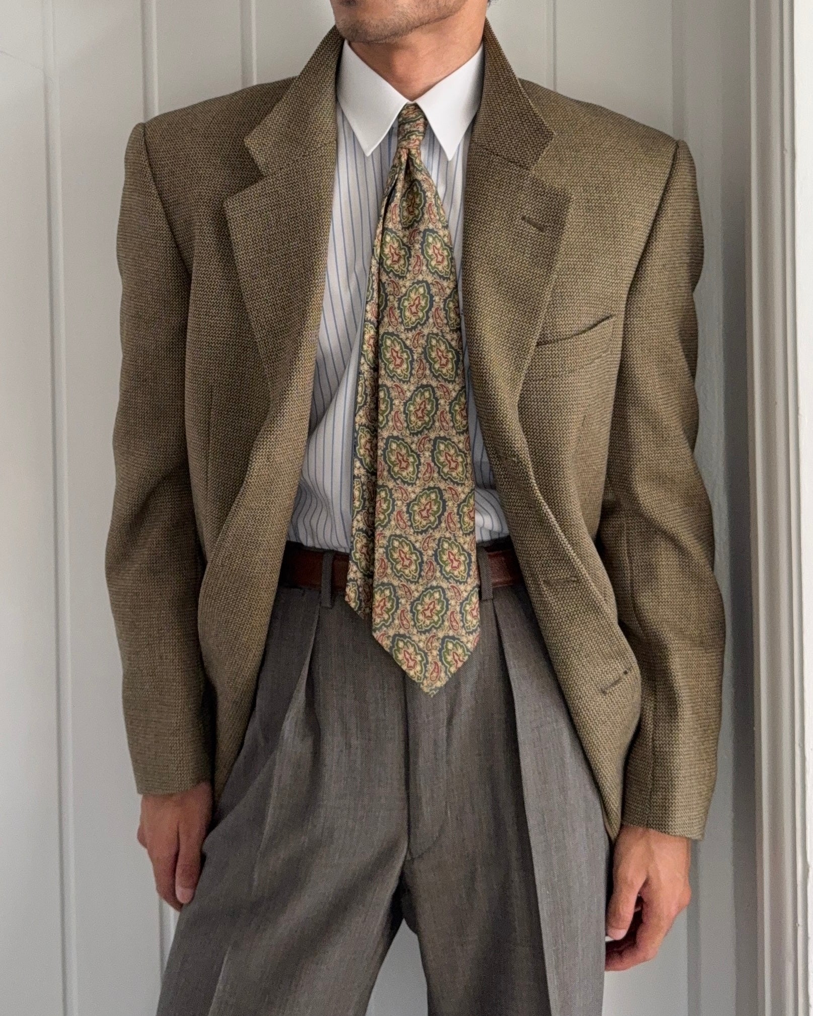 Valentino 1980s 3B Textured Wool Sport Jacket Blazer  - Size XL