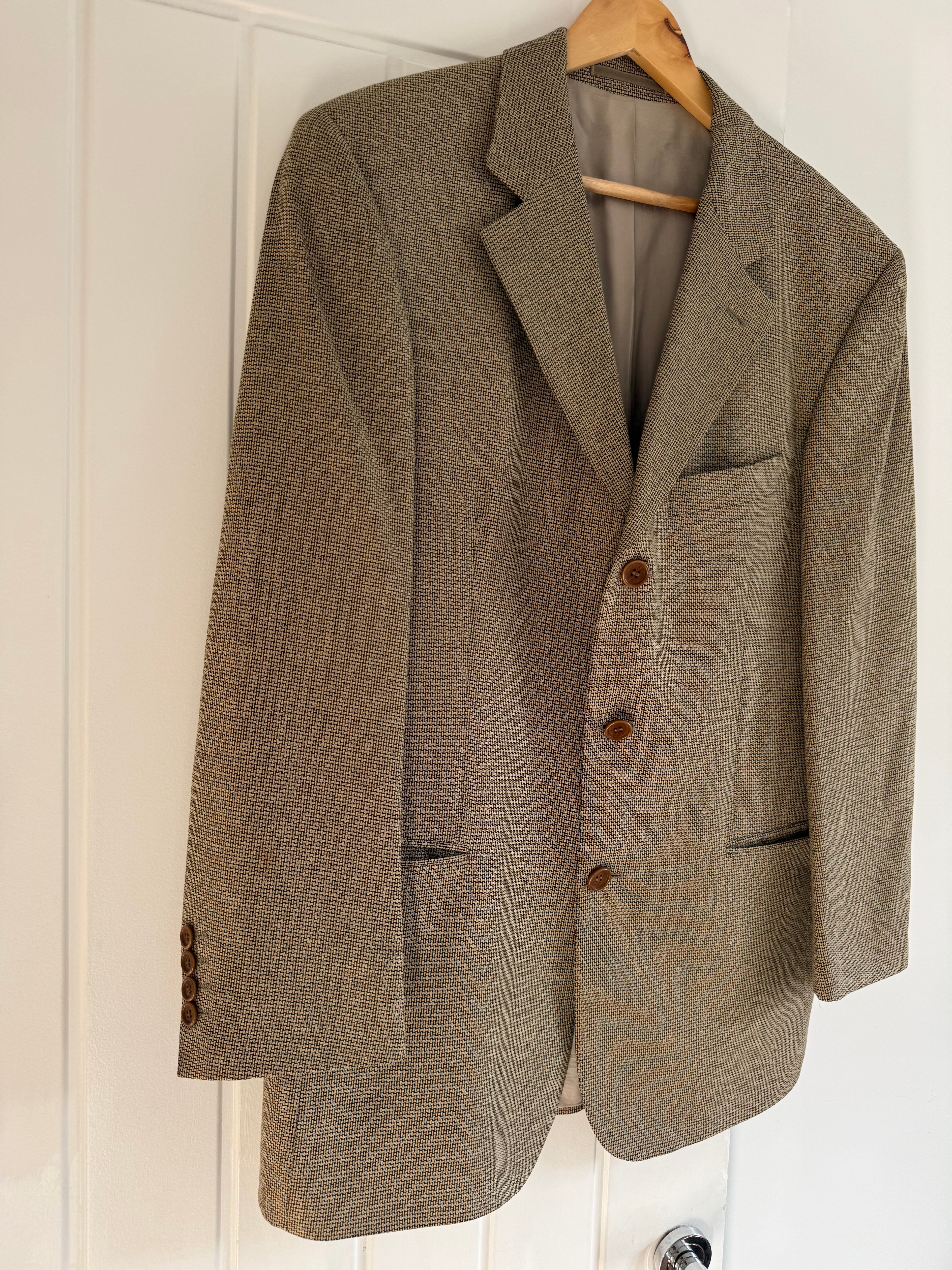 Hugo Boss 1990s Silk Wool 3B Textured Sport Jacket Blazer - Size L