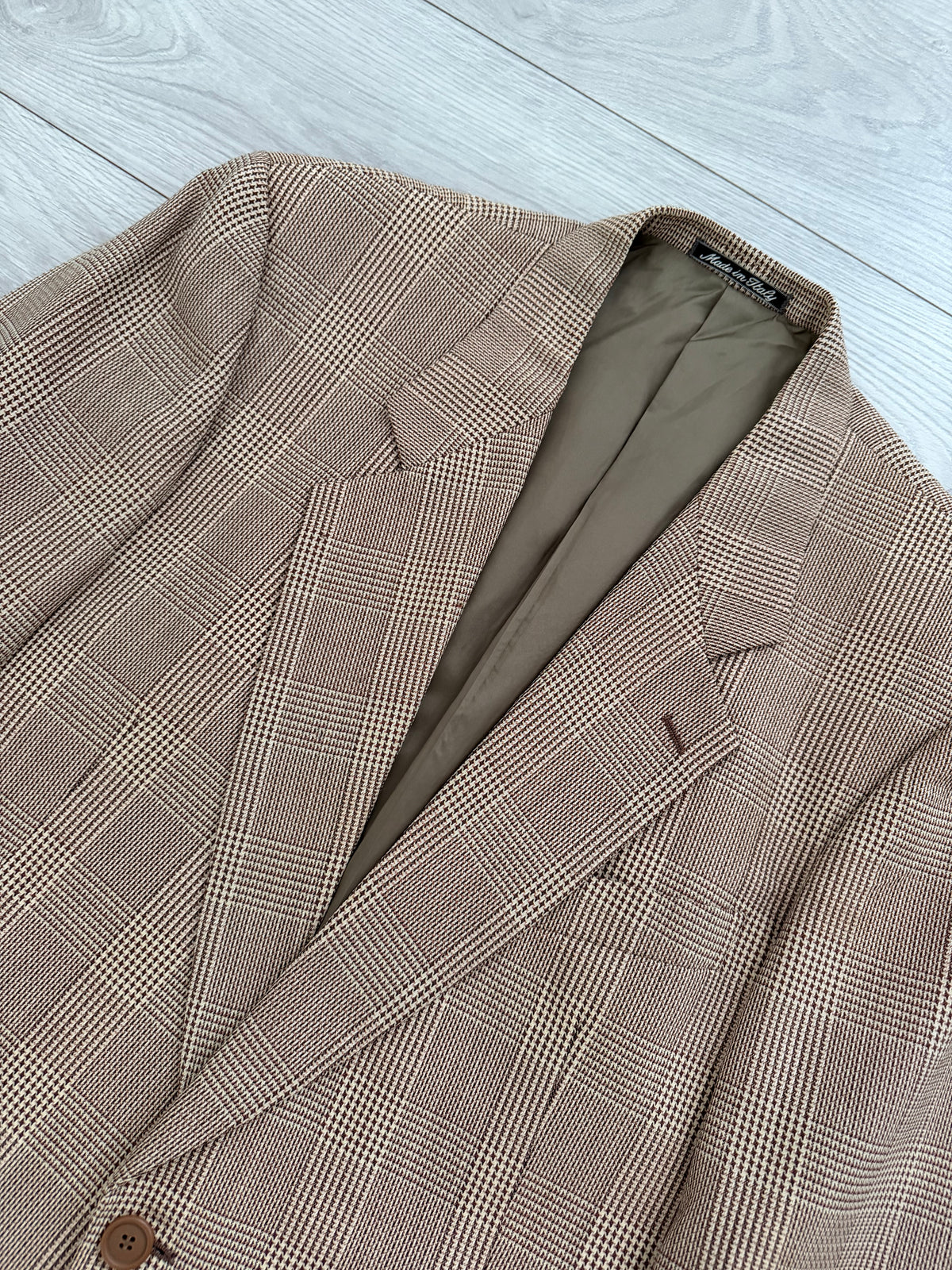 Giorgio Armani 1980s 2B Textured Check Wool Sport Jacket Blazer - Size L