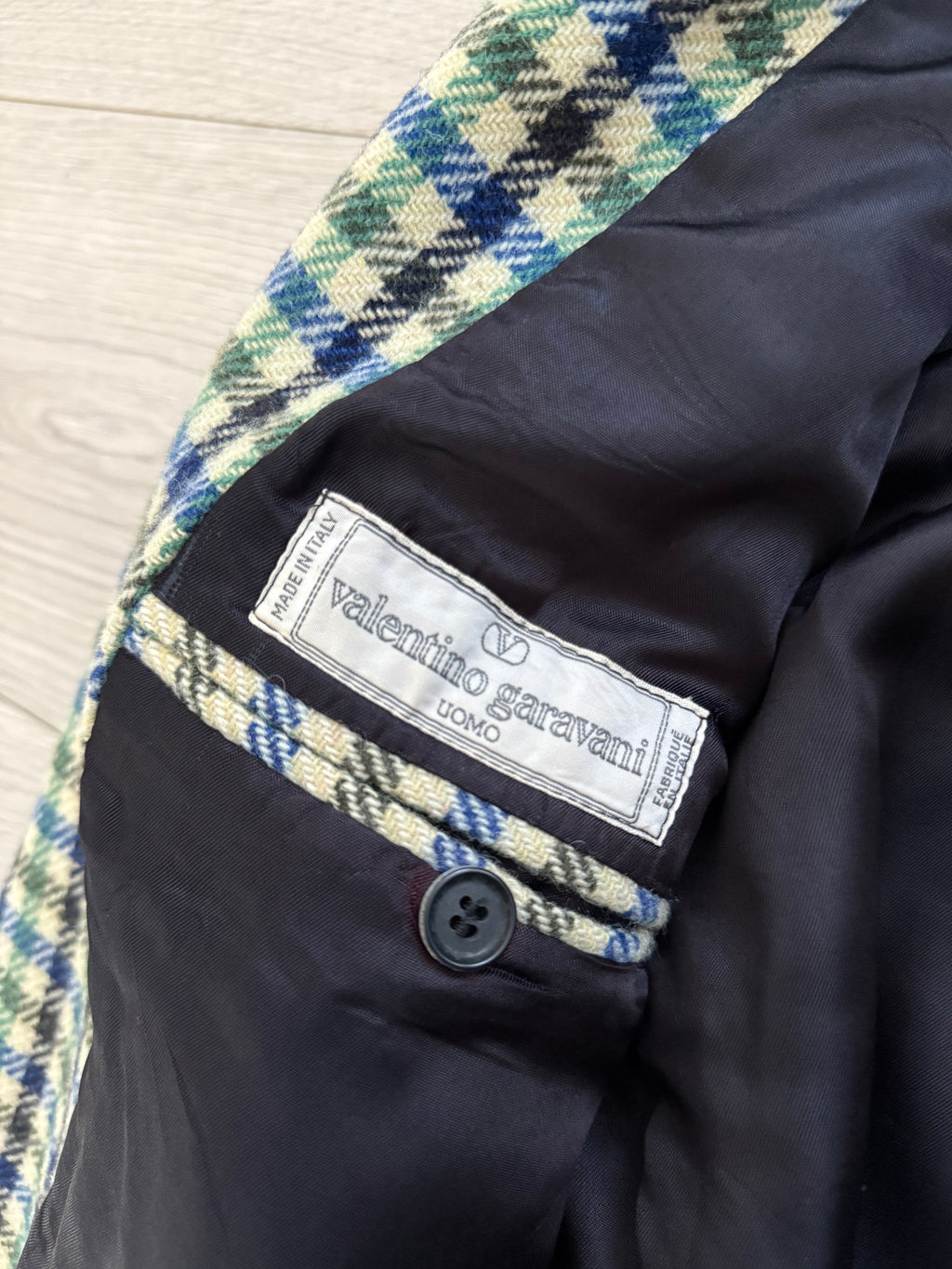 Valentino 1980s Gun Club Check Wool Sports Blazer Jacket - Size L