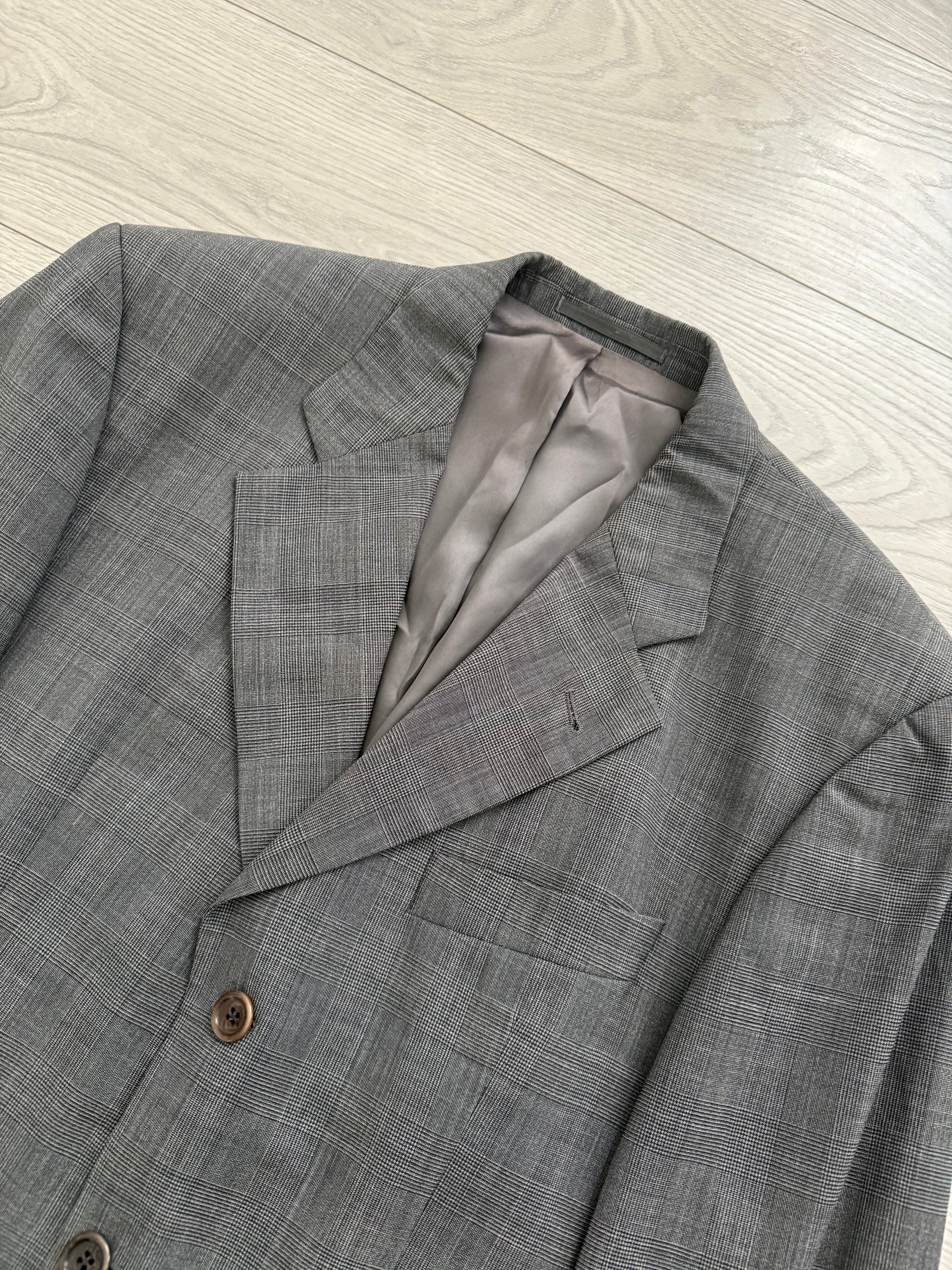 Hugo Boss 1980s 'Poseidon' 3B Pleated Wool Grey Suit - Size L Jacket / 34" Waist