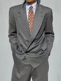 Hugo Boss 1980s 'Bassini Chicago' Peaked Lapel Double Breasted Pleated Wool Cashmere Suit - Size S Jacket / 30" Waist