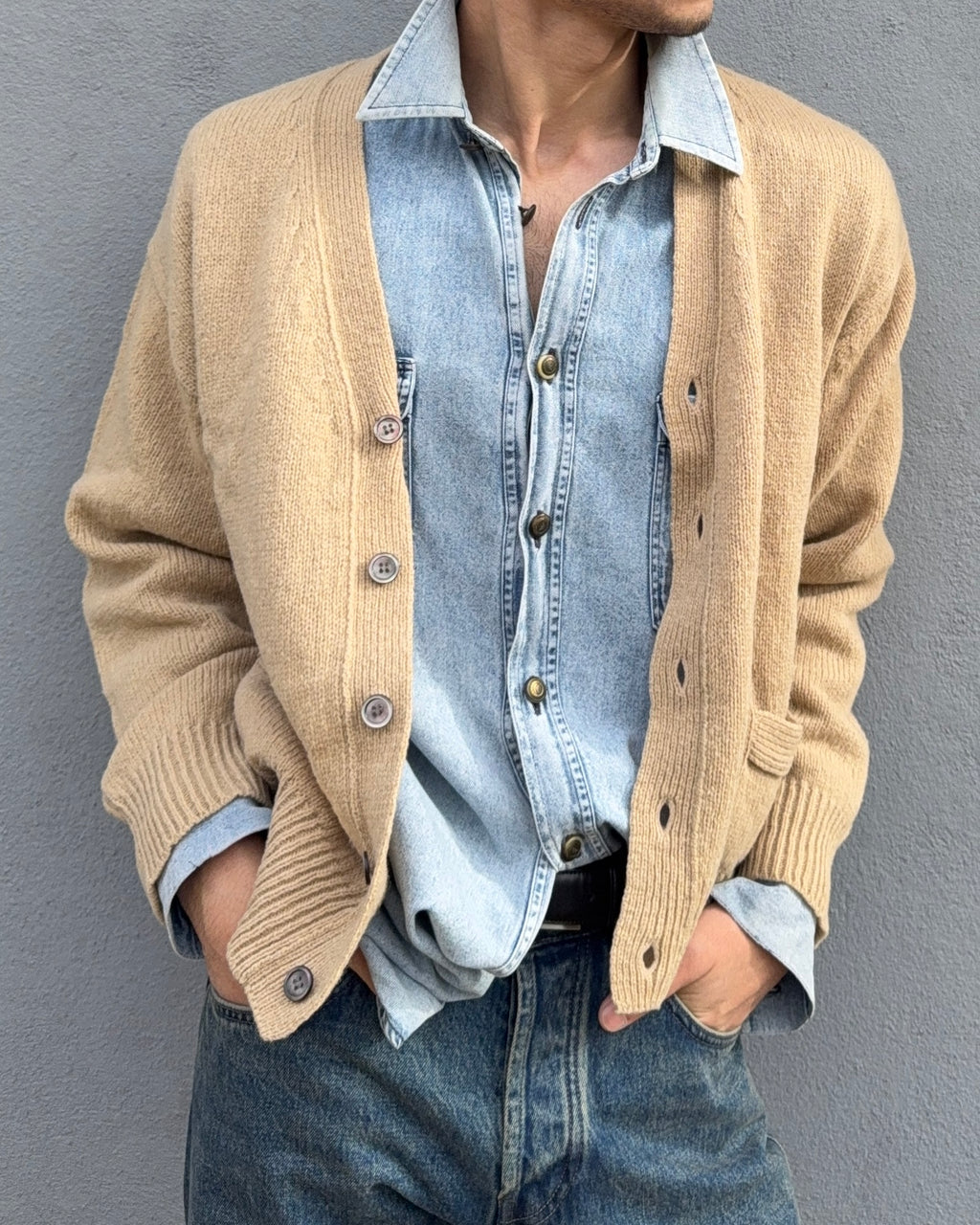 Comme Des Garcons Homme FW2001 Wool Knit Cardigan - Size M